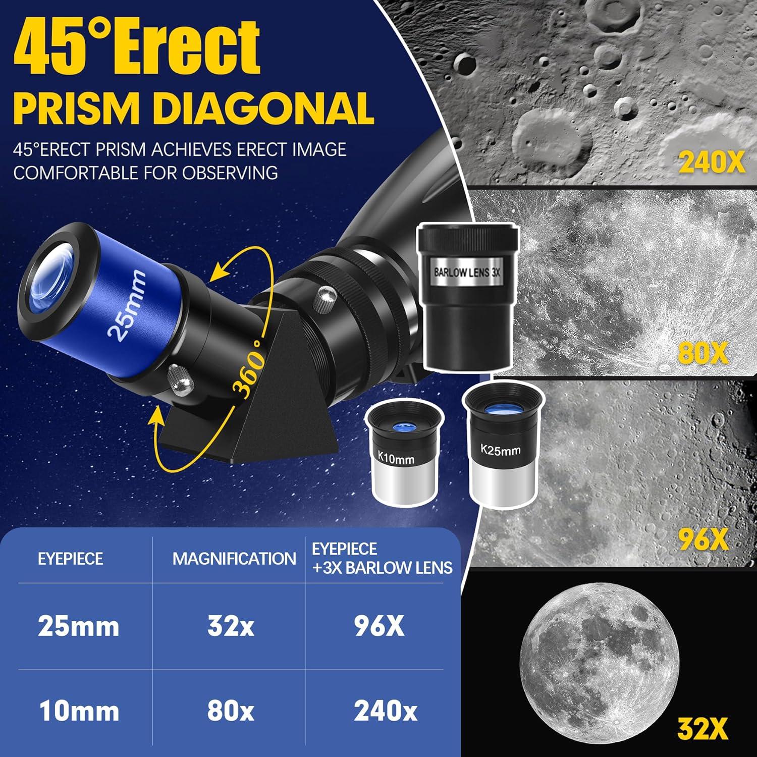 Telescopio Refractor YENGUAN 90mm 800mm para Astronomía