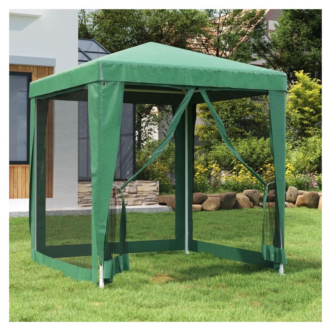 Party Tent with 4 Mesh Sidewalls Green 6.6'x6.6' HDPE,PopUp Gazebo Tent WaterResistant HDPE Canopy with Mesh Sidewalls for Outdoor Events Outdoor Structures, Outdoor Canopies, Gazebos