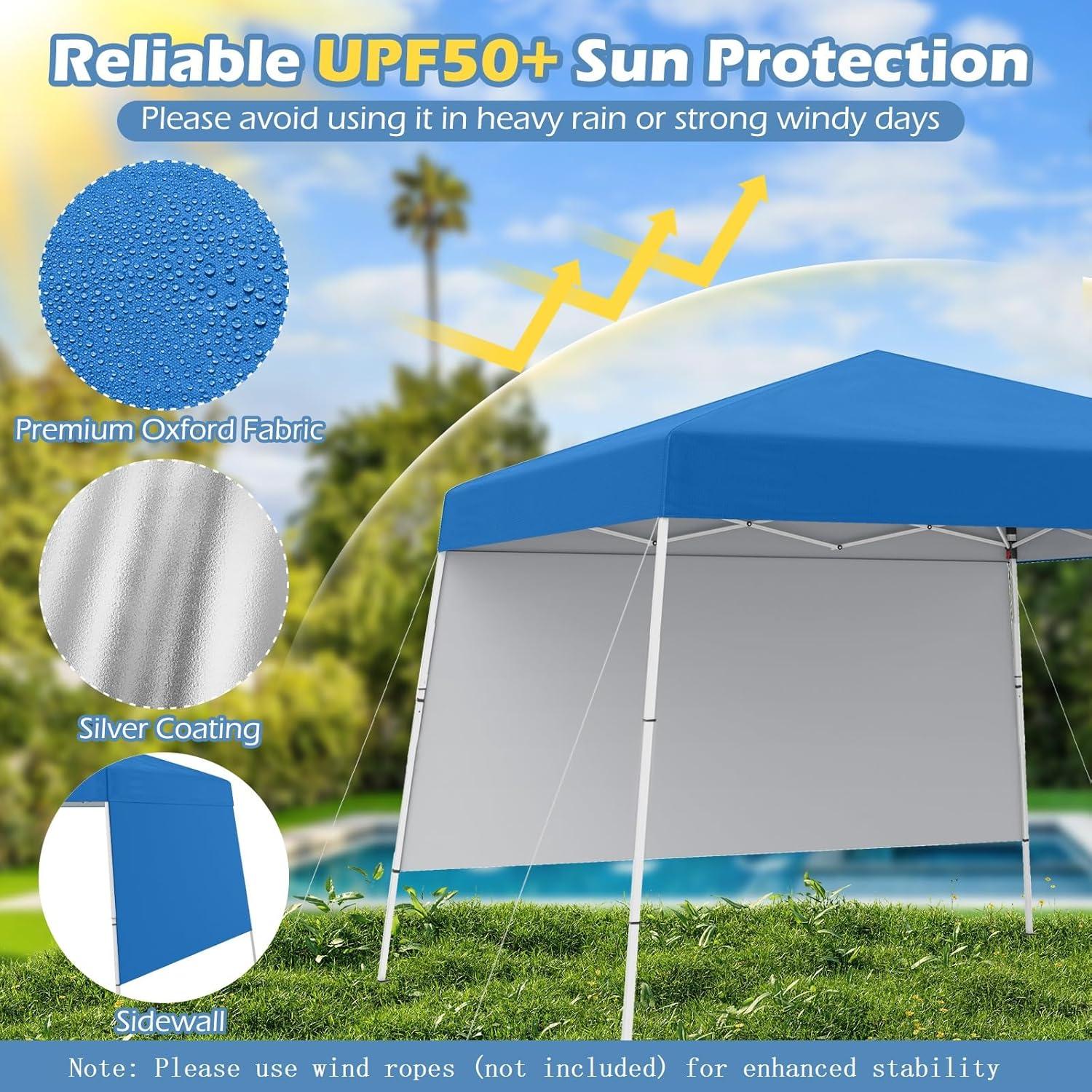 Carpa Plegable Goplus 3x3m con Pared Lateral UPF50+