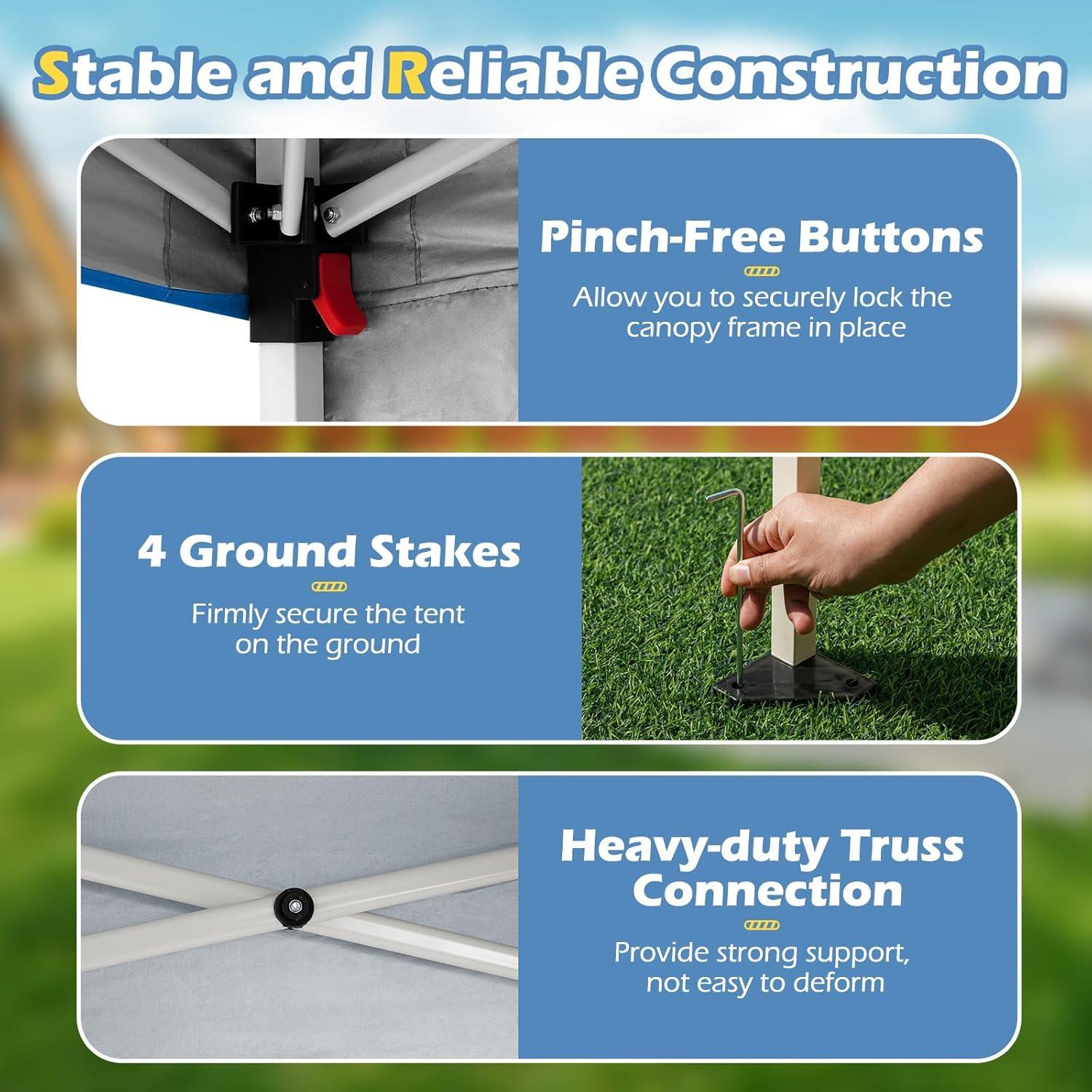 Carpa Plegable Goplus 3x3m con Pared Lateral UPF50+