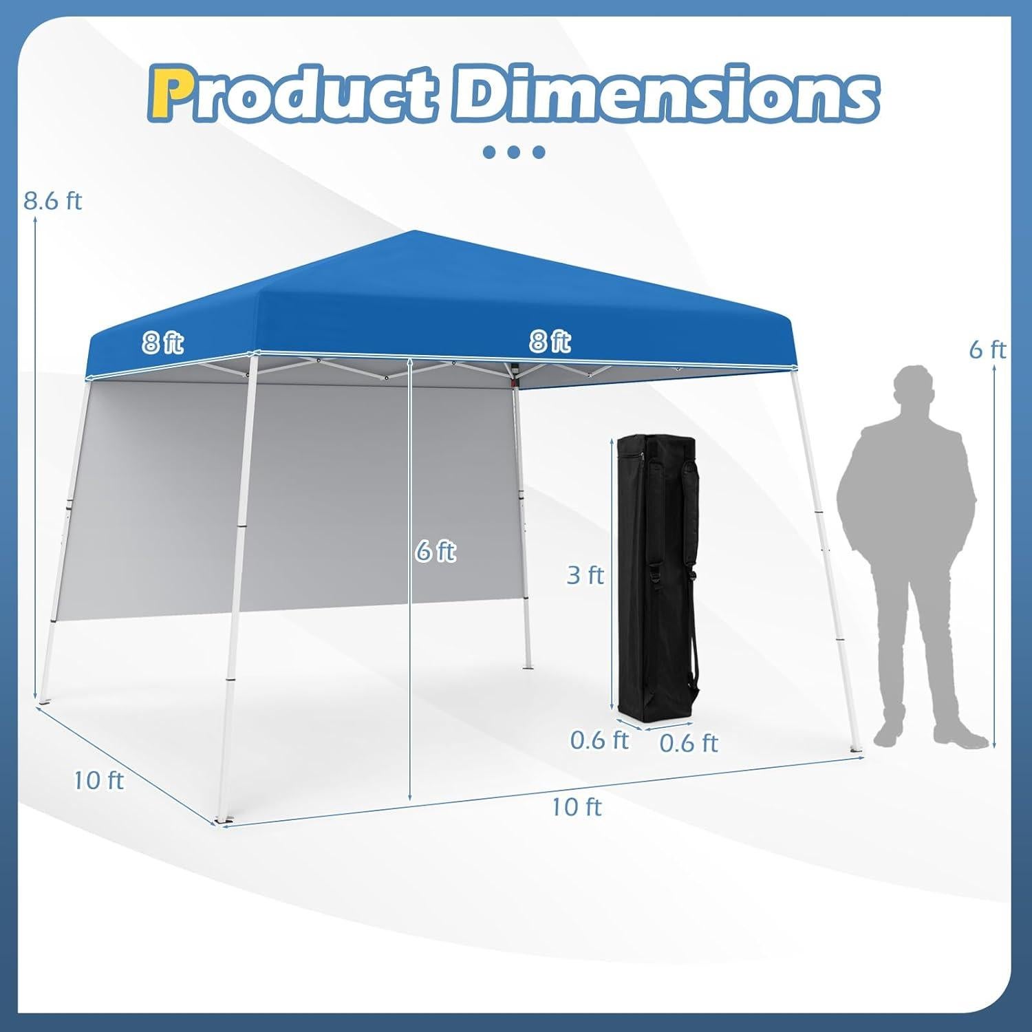 Carpa Plegable Goplus 3x3m con Pared Lateral UPF50+