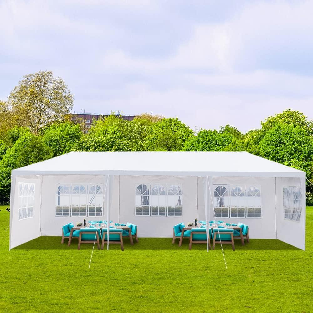 Carpa de Fiesta Exterior EMILOREY 9x3m Impermeable con Ventanas