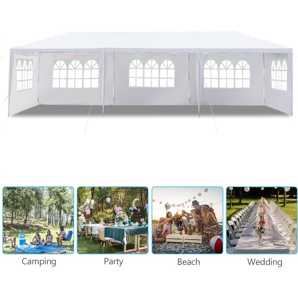 Carpa de Fiesta Exterior EMILOREY 9x3m Impermeable con Ventanas