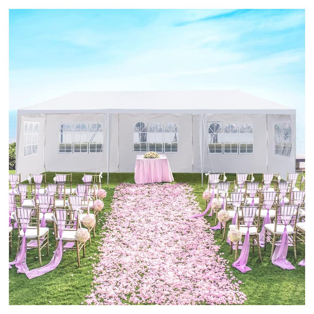 Carpa de Fiesta Exterior Grande HopeHope 3x9m Blanca con Paredes