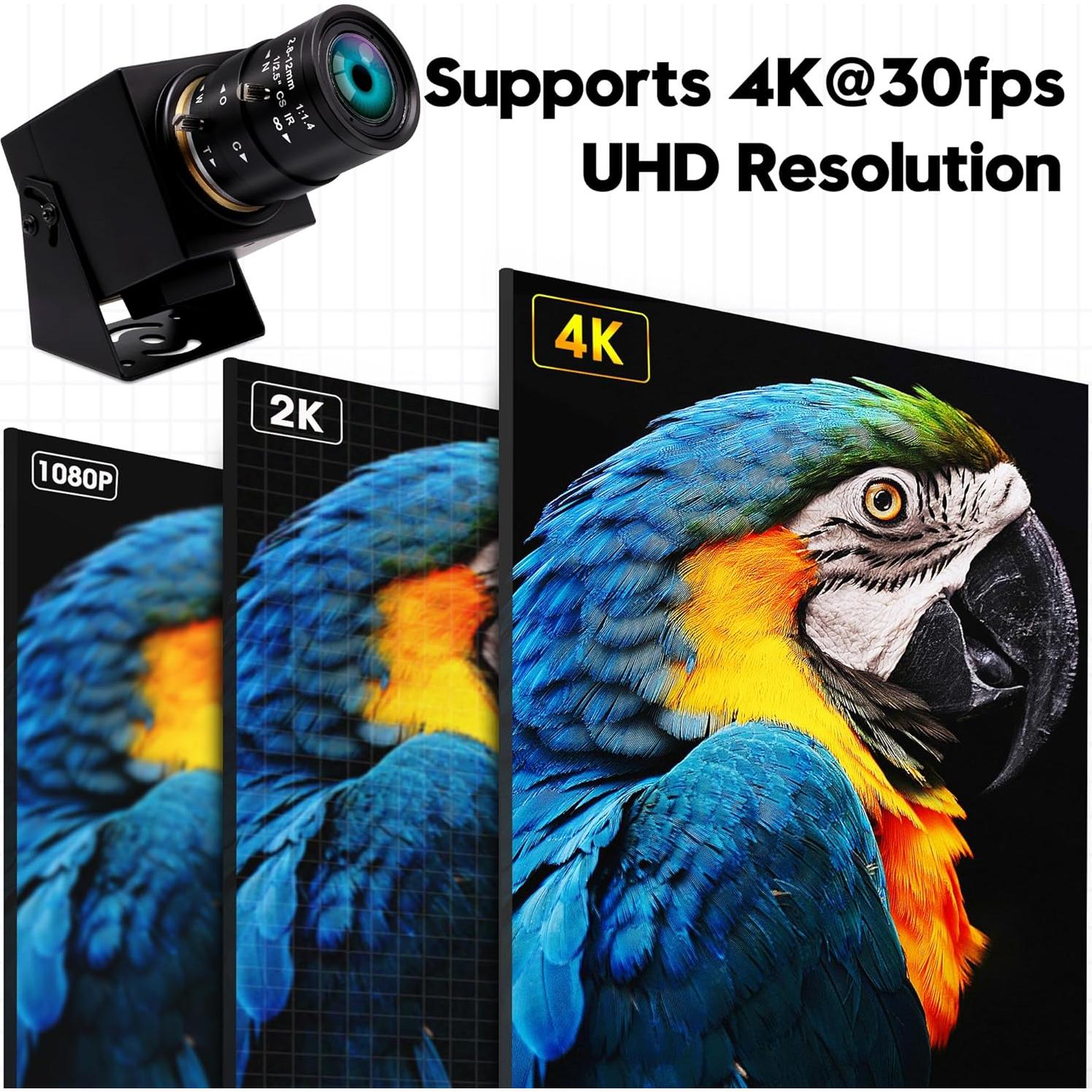 Cámara IFWATER USB 4K 30FPS con Zoom Óptico 4X