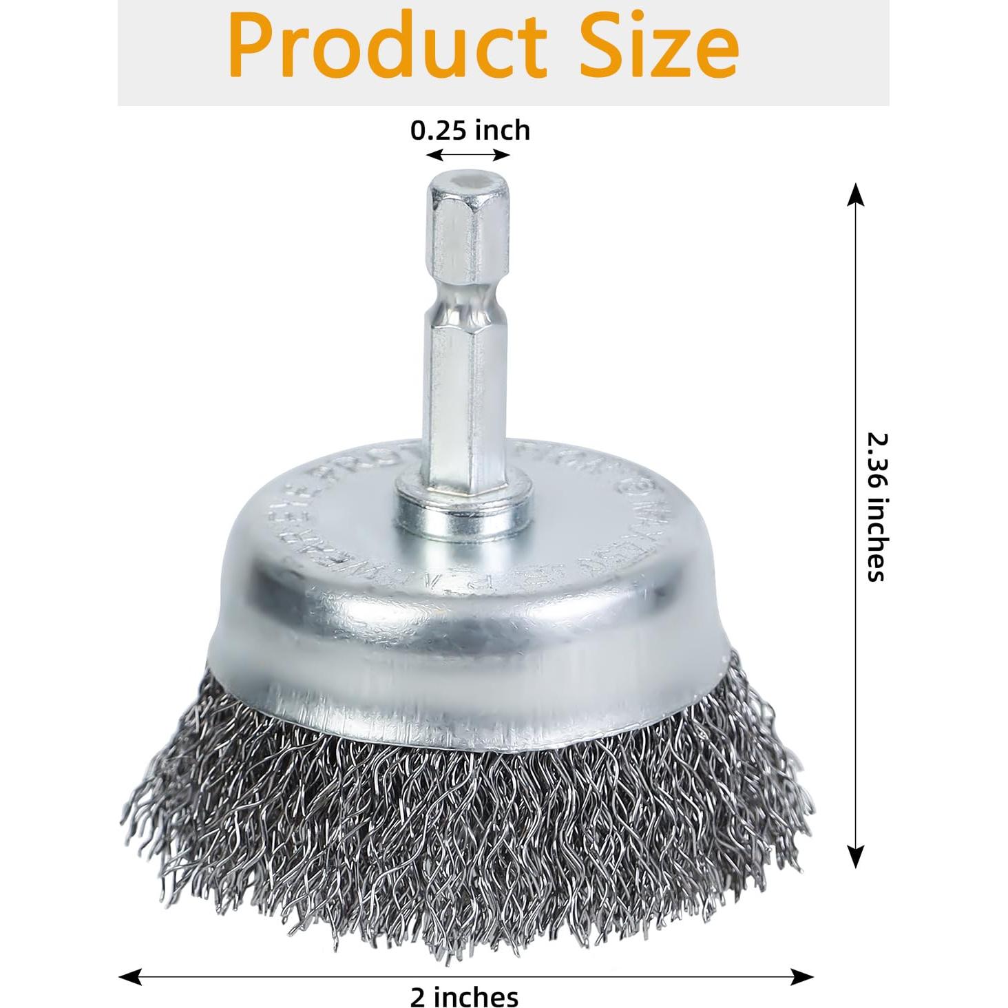 10 Cepillos de Copa de Alambre WUBOECE 5.08 cm Acero Carbono