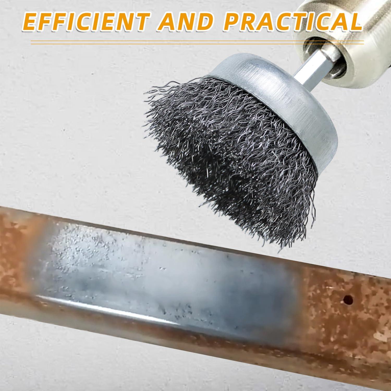 10 Cepillos de Copa de Alambre WUBOECE 5.08 cm Acero Carbono