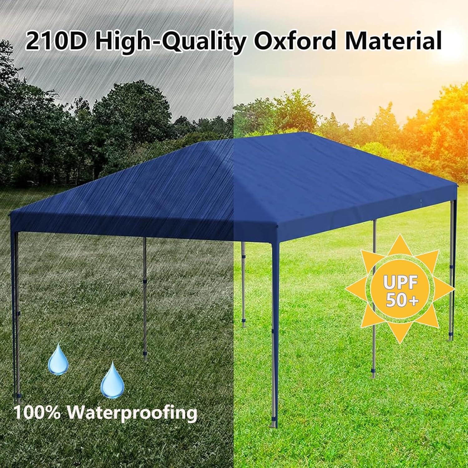 10'x 20' Pop Up Canopy Tent, Commercial Instant Canopies, 210 D Oxford Fabric, Including 4Pcs Sidewalls 12 Stakes 6 Sandbags for Farmers' Market, Wedding Event, Camping-Blue