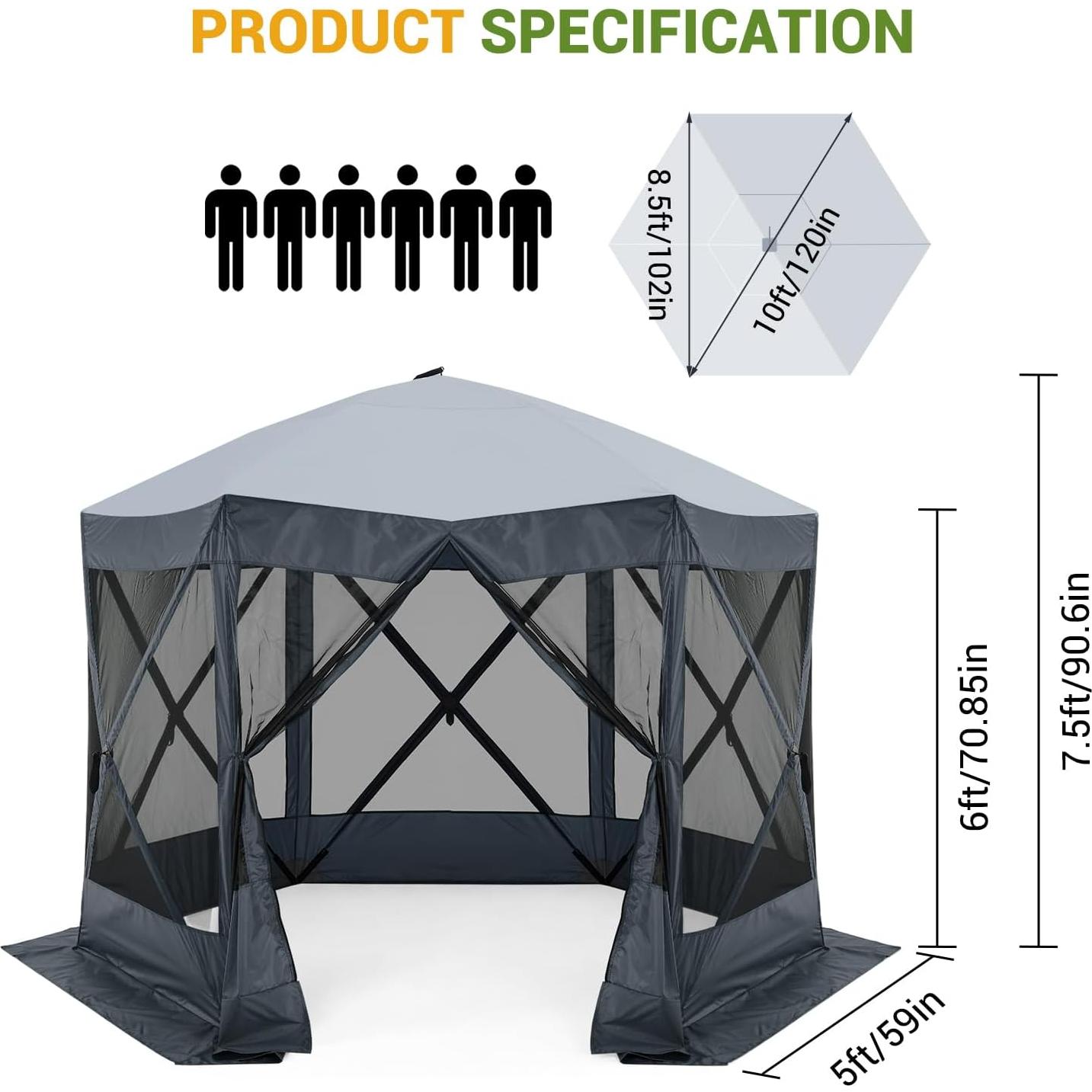 Gazebo Plegable ChicCoutured 3.05x3.05m con Mosquitera Gris