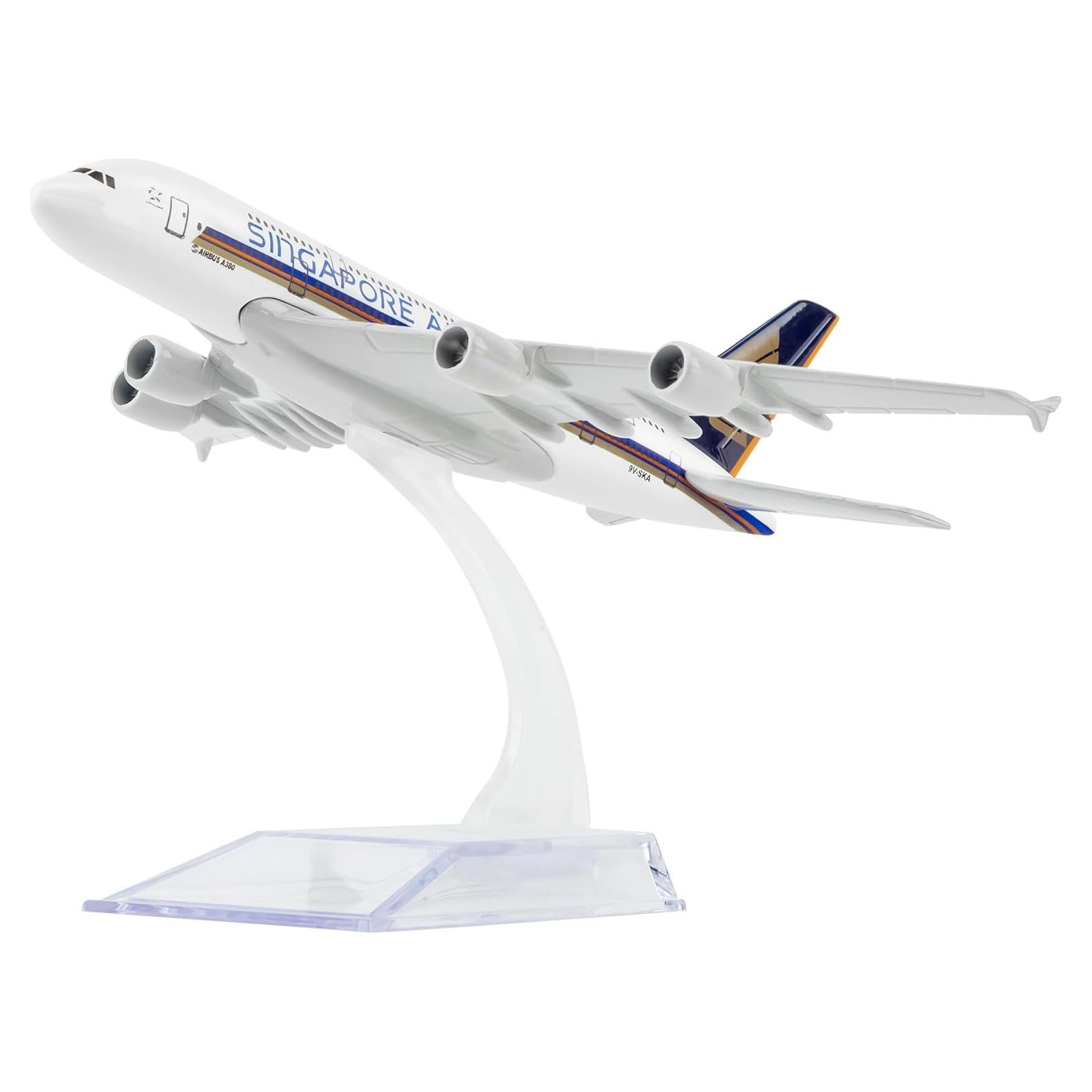 Modelo de avión Busyflies Singapur 380 16 cm metal fundido