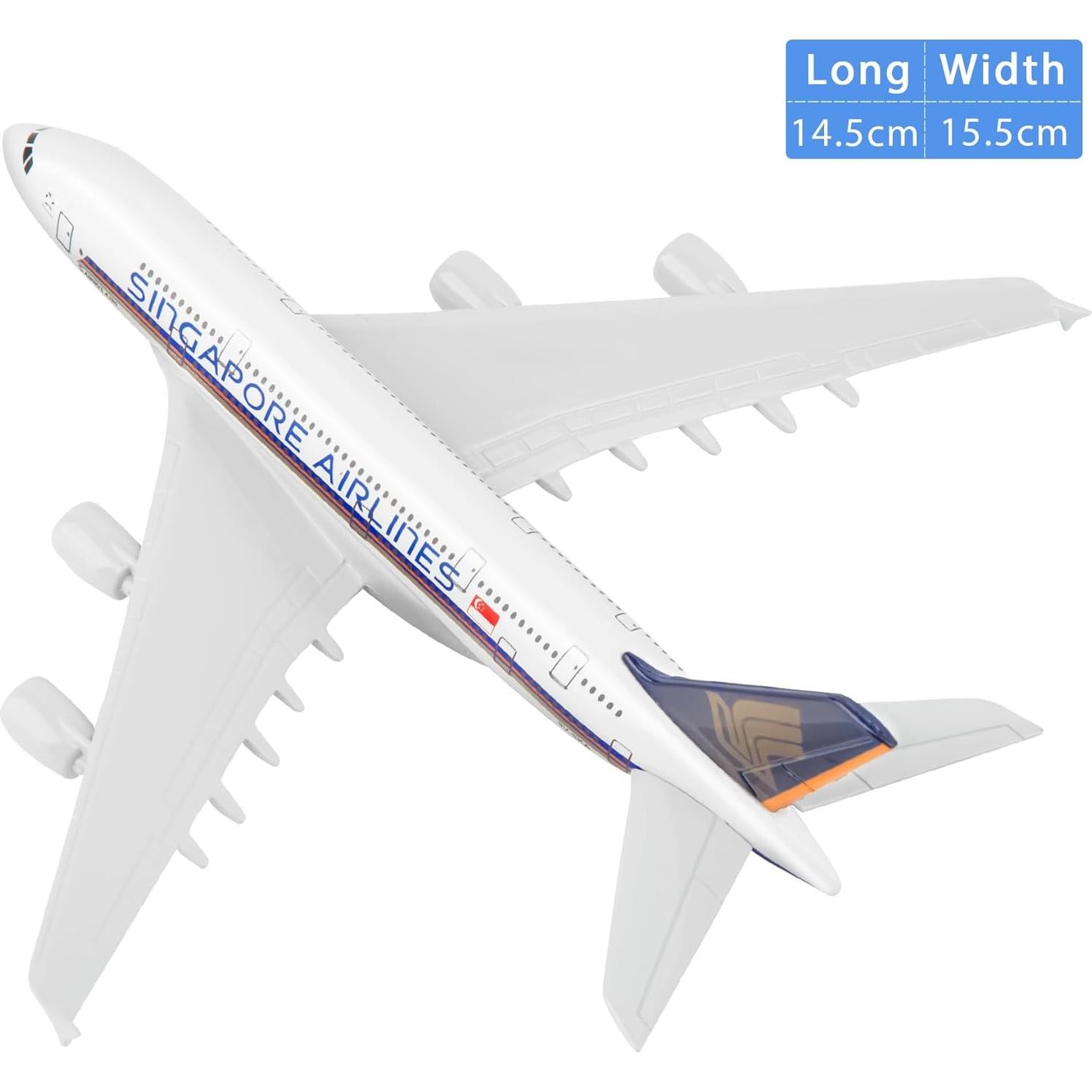 Modelo de avión Busyflies Singapur 380 16 cm metal fundido