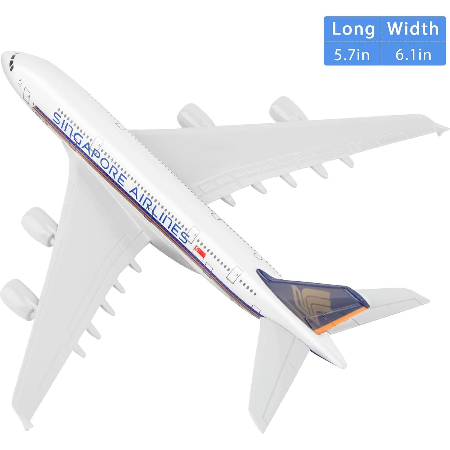Modelo de avión Busyflies Singapur 380 16 cm metal fundido