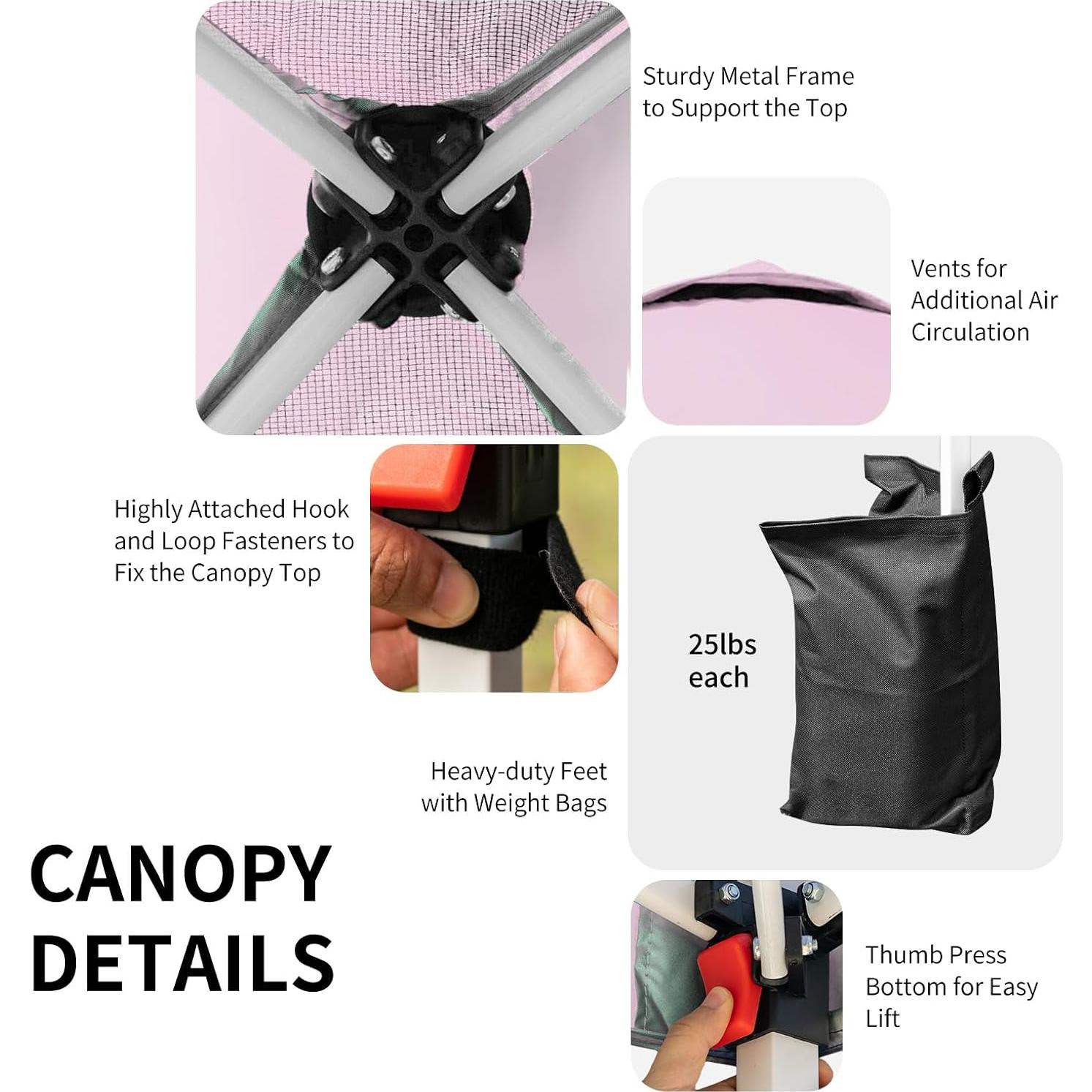 Carpa Plegable LDAILY 2x2m con Altura Ajustable y Accesorios