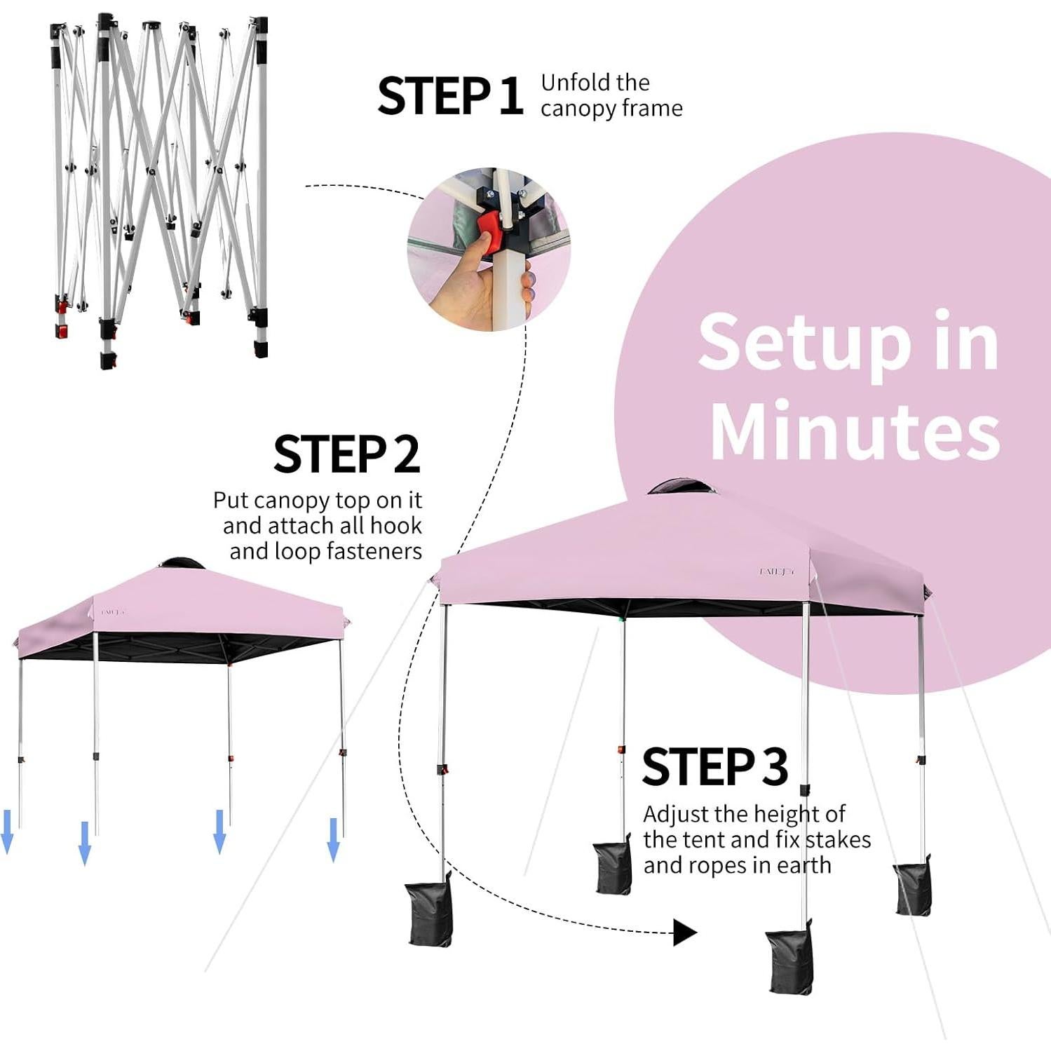 Carpa Plegable LDAILY 2x2m con Altura Ajustable y Accesorios