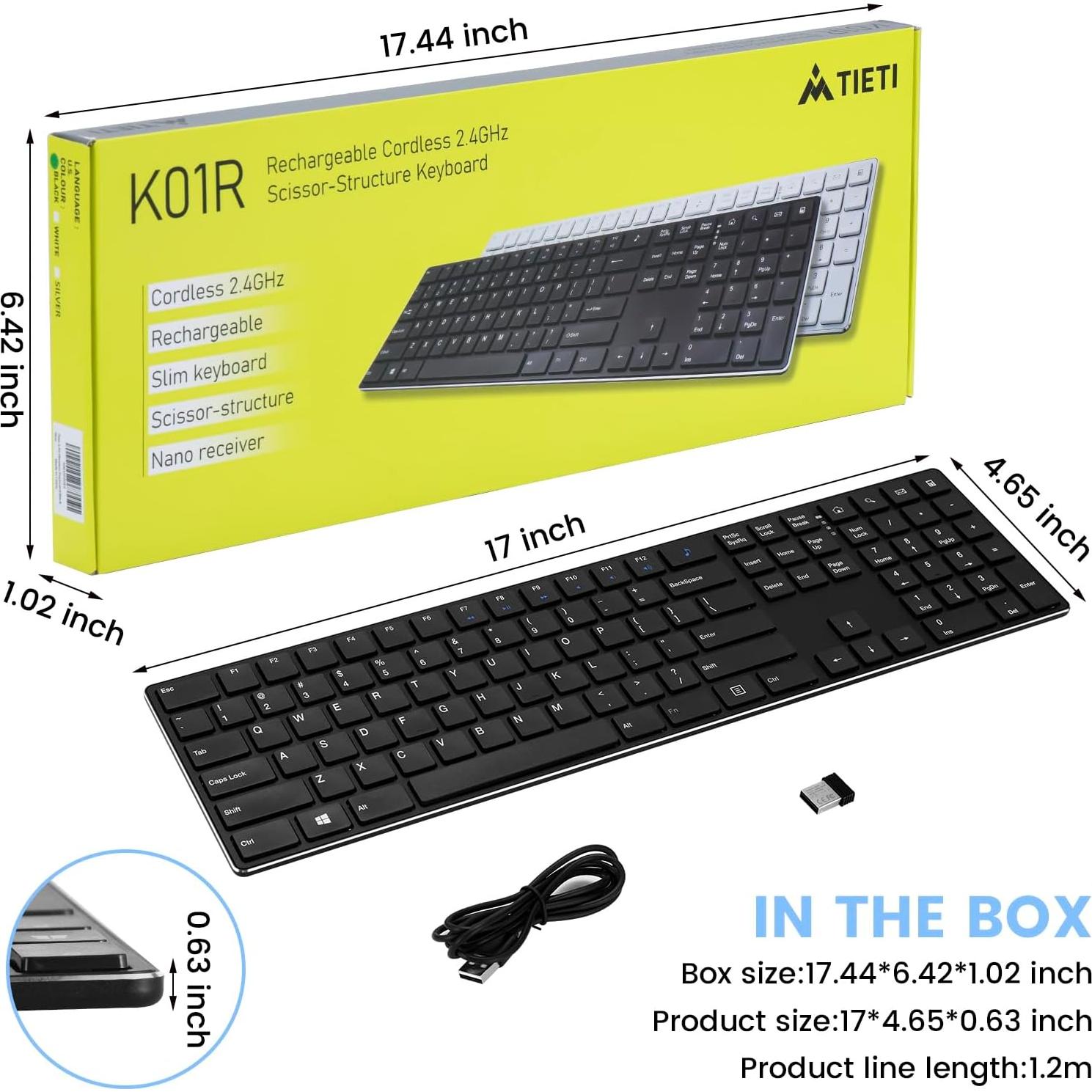 Teclado Inalámbrico TIETI K01R Slim 2.4G con Numérico