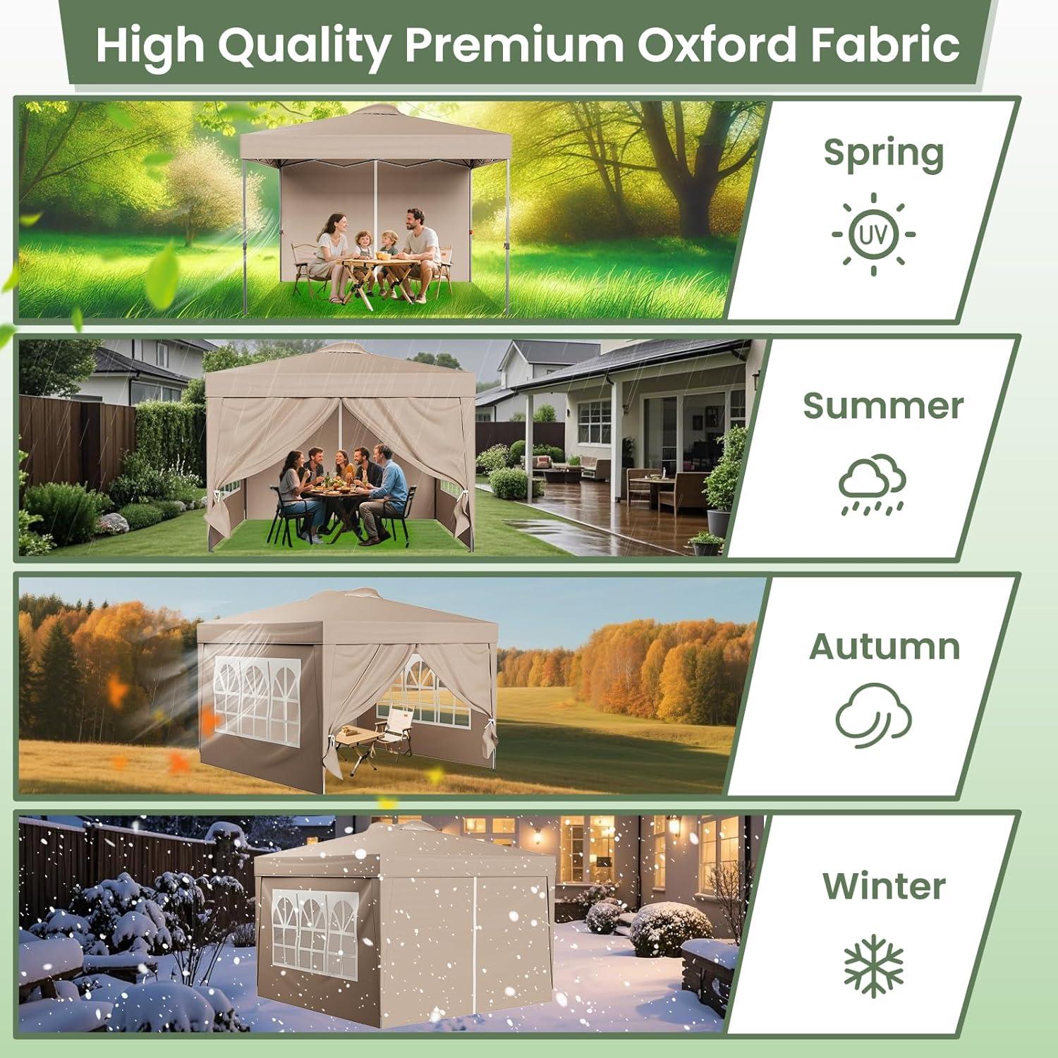 Carpa Plegable GVDV 3x3m con 4 Paredes Desmontables Caqui