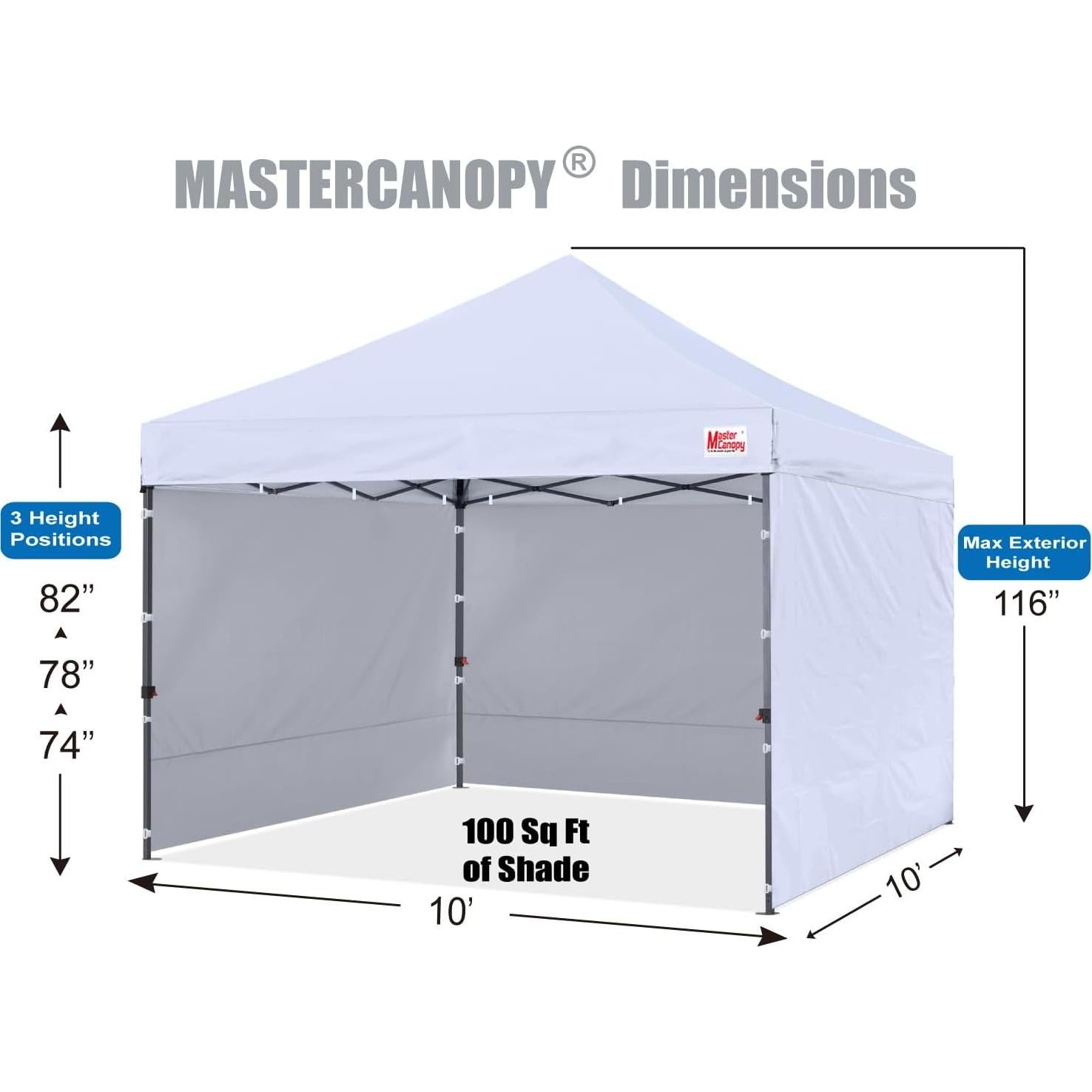 Carpa Plegable MASTERCANOPY 3x3m Blanca con Paredes Laterales