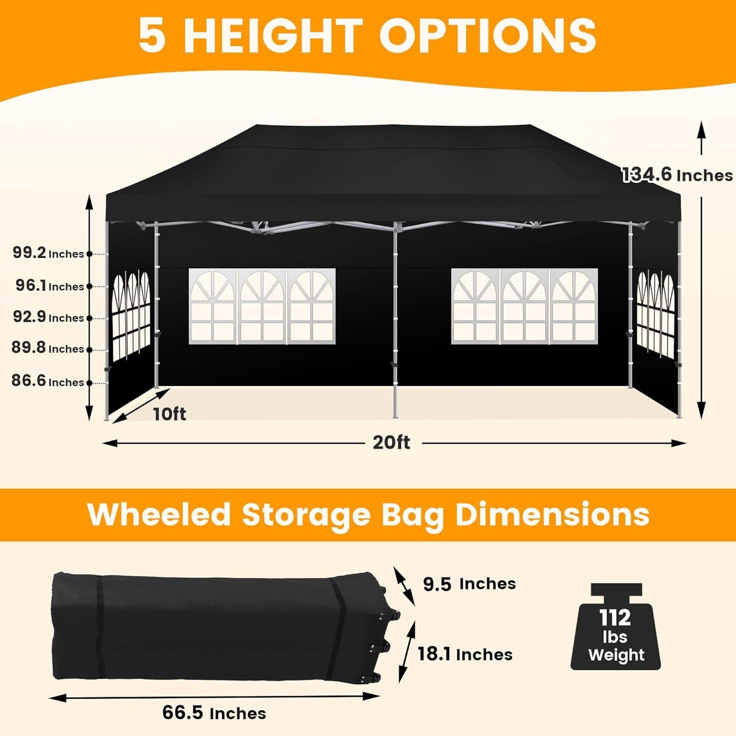 Carpa Plegable Kromax 10x6m Impermeable con Paredes Laterales