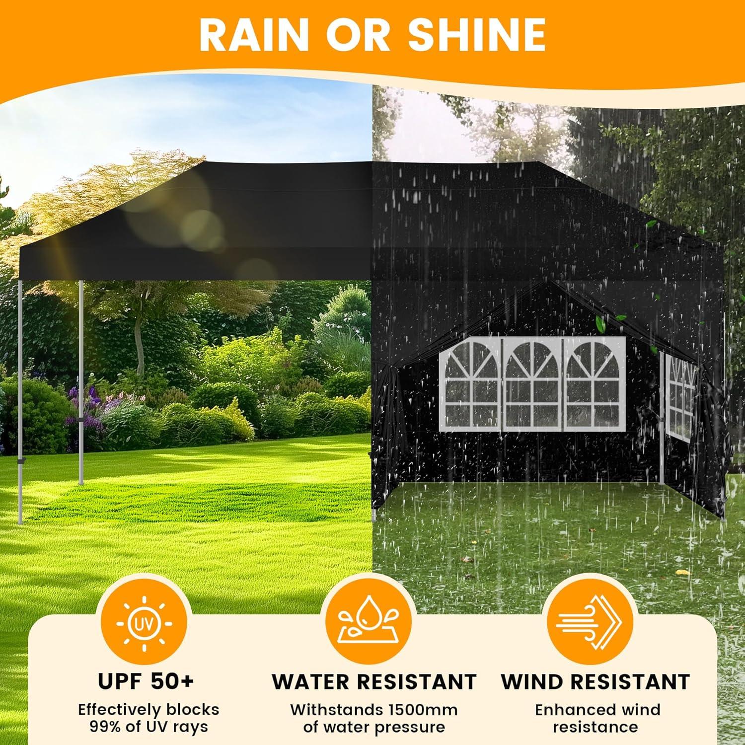 Carpa Plegable Kromax 10x6m Impermeable con Paredes Laterales