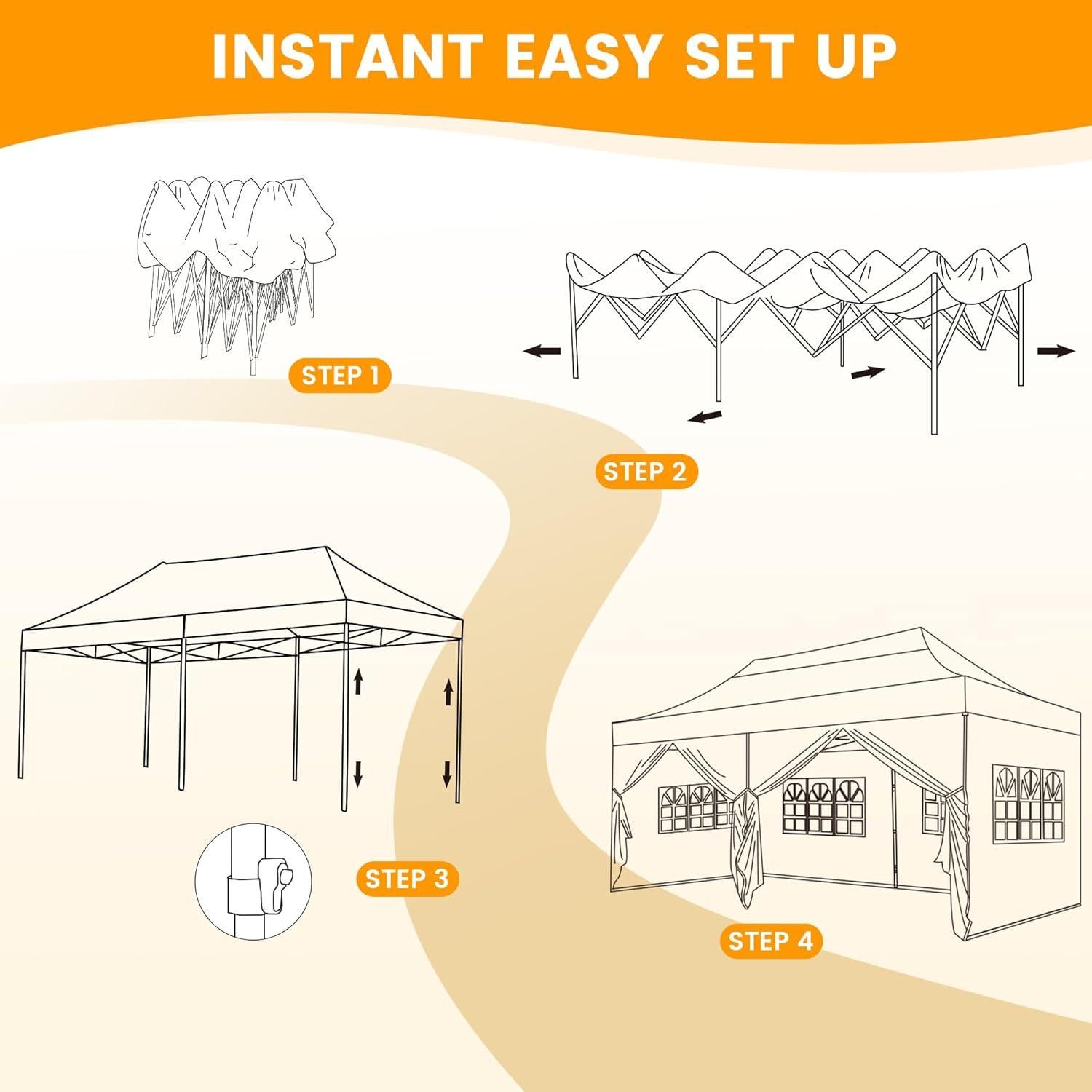 Carpa Plegable Kromax 10x6m Impermeable con Paredes Laterales