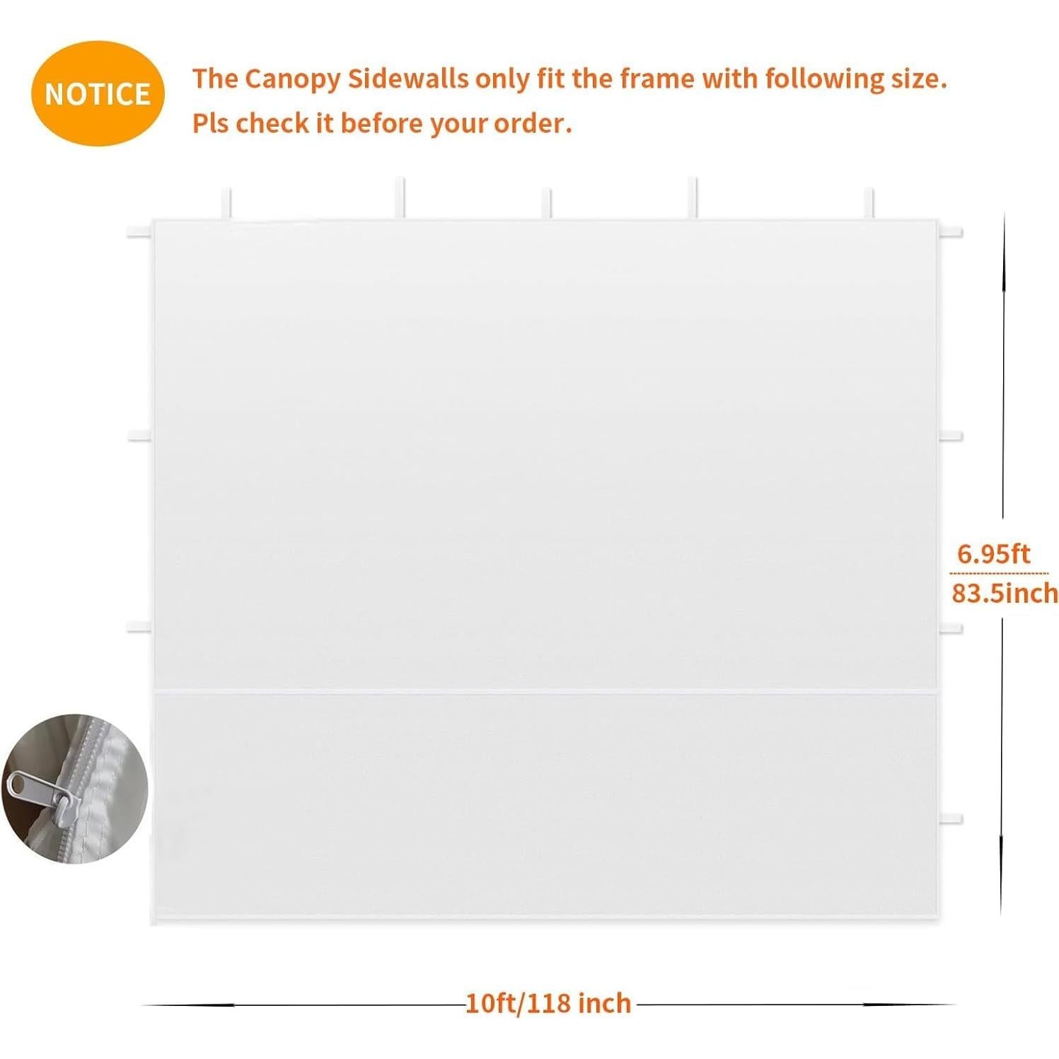 Paredes Laterales Canopy 10x10 FORALEBEN - Paquete de 3, Blanco