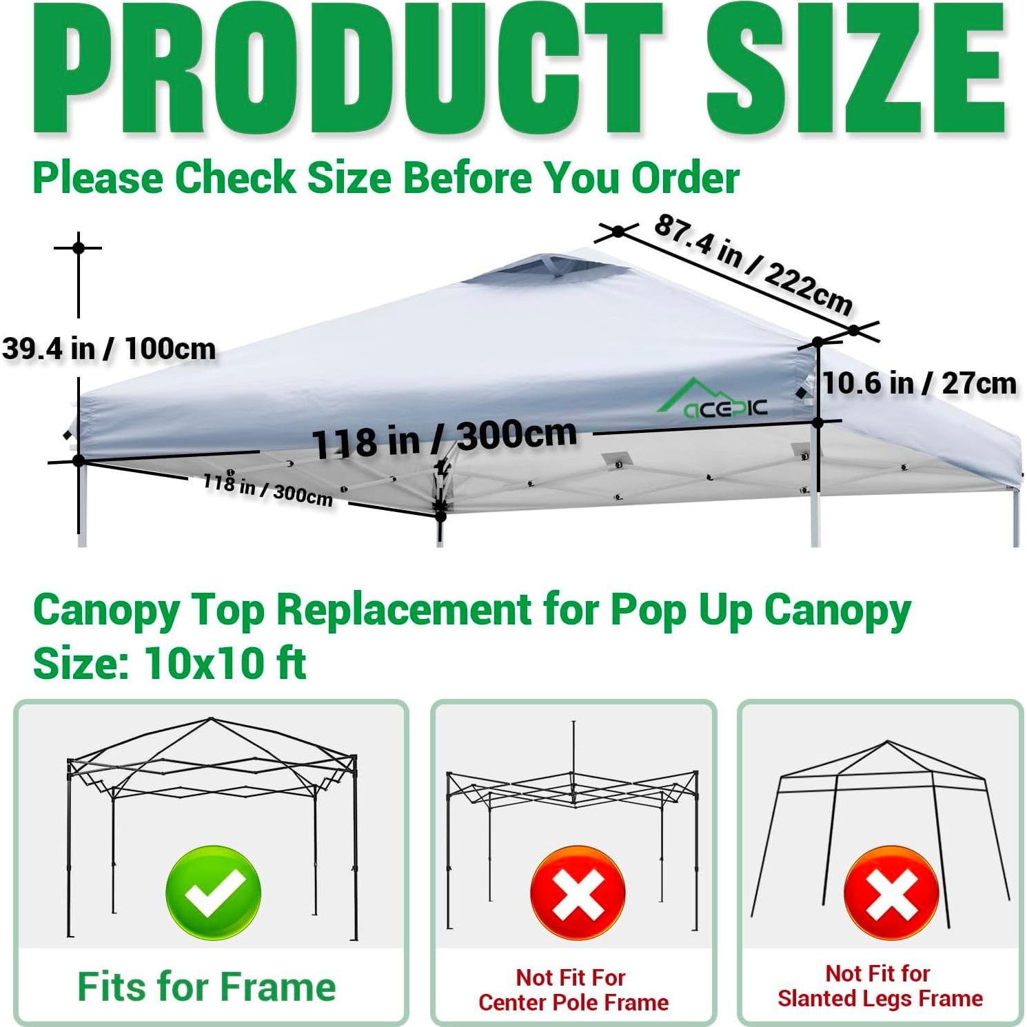Cubierta de Toldos Acepic 10x10 Negro Impermeable UV