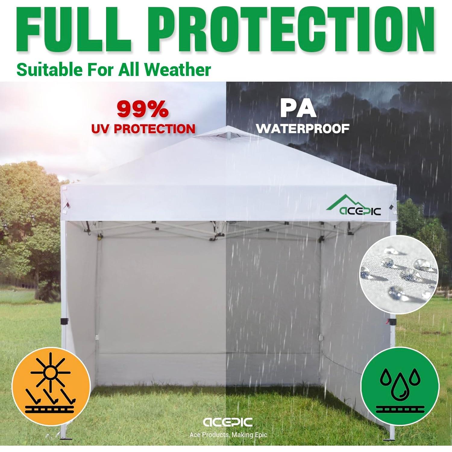 Cubierta de Toldos Acepic 10x10 Negro Impermeable UV