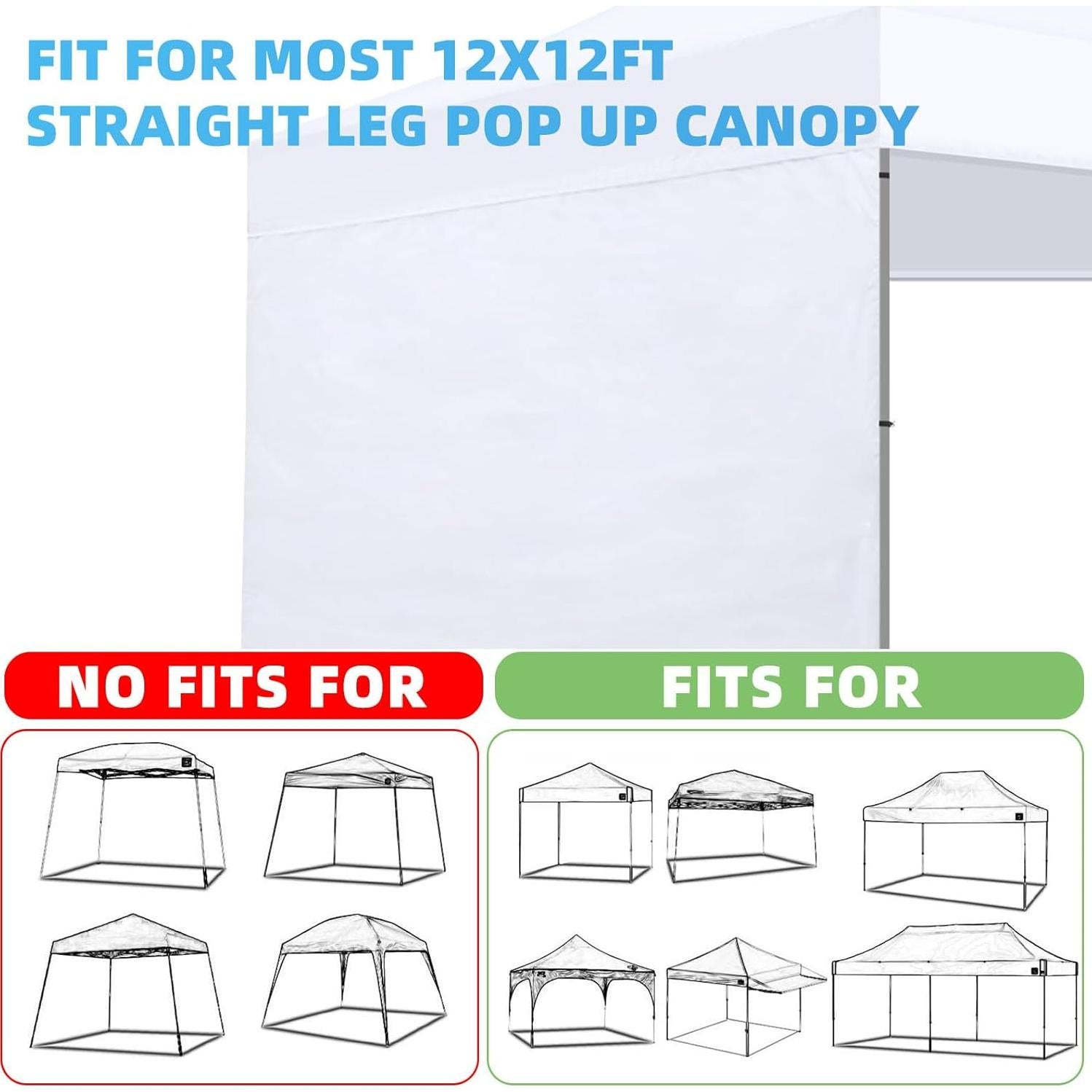 Pared Lateral Carpa Canopy Joramoy 12x12 Blanco Impermeable