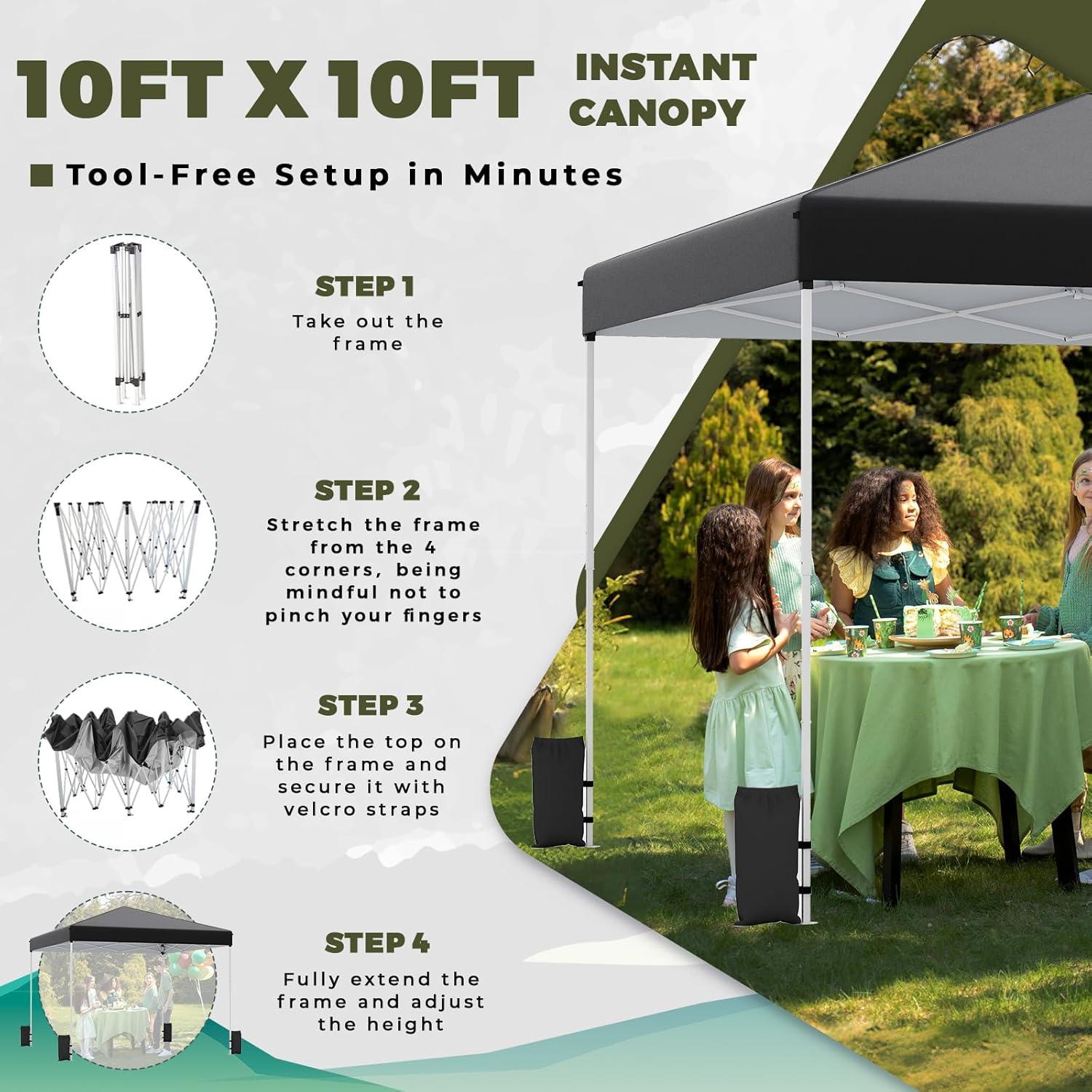 Carpa Plegable EROMMY 3x3m Negra Impermeable para Eventos