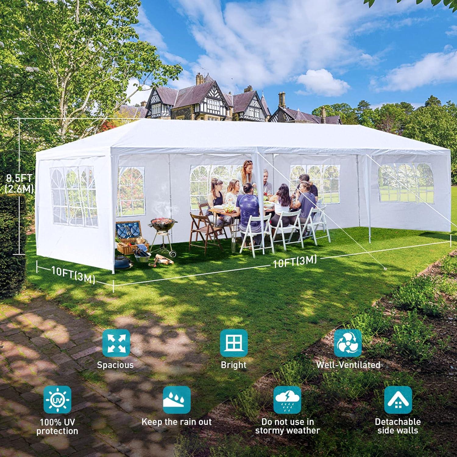 Carpa de Fiesta 10x9 m Blanca ANT SKU con 5 Paredes Removibles
