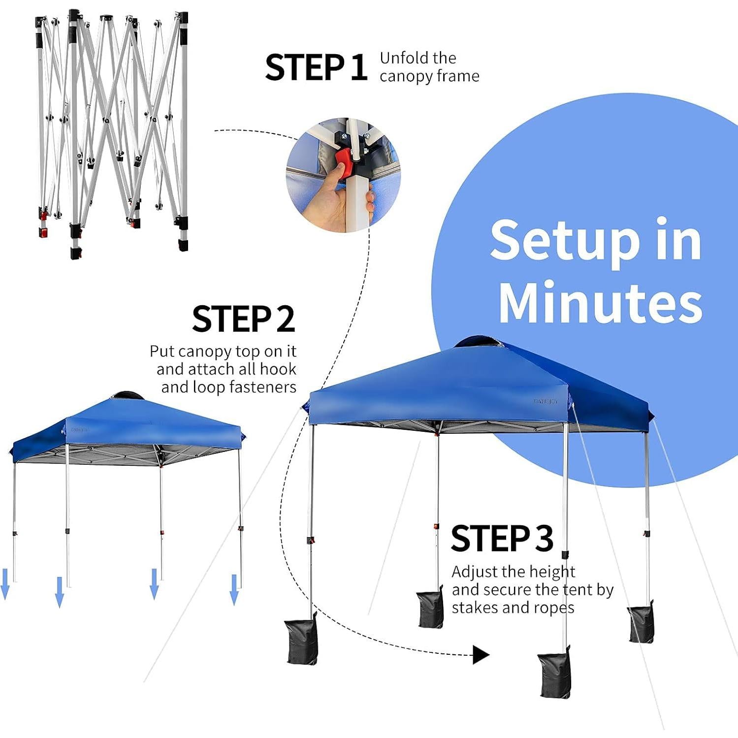 Carpa Plegable Tangkula 2x2m Ajustable Azul Impermeable