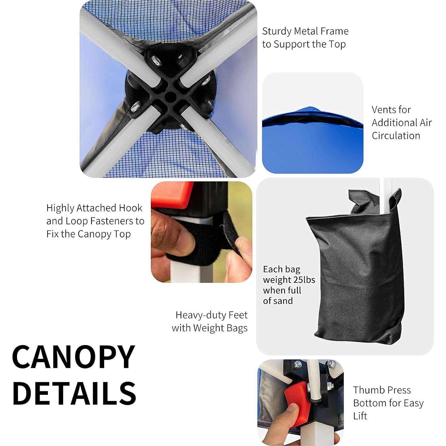 Carpa Plegable Tangkula 2x2m Ajustable Azul Impermeable