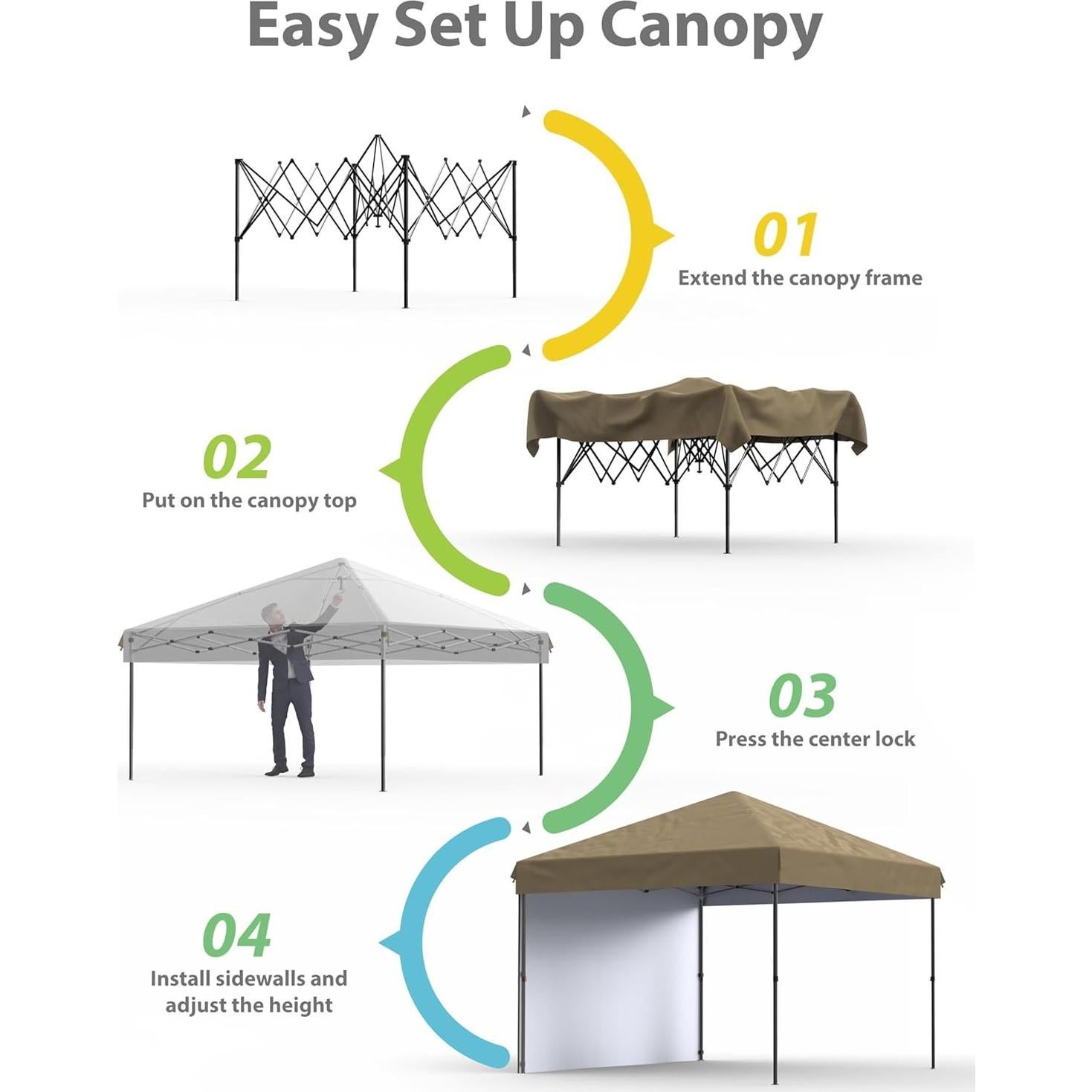 Carpa Instantánea Portátil GOCAPTAIN 3x3m con Paredes Laterales