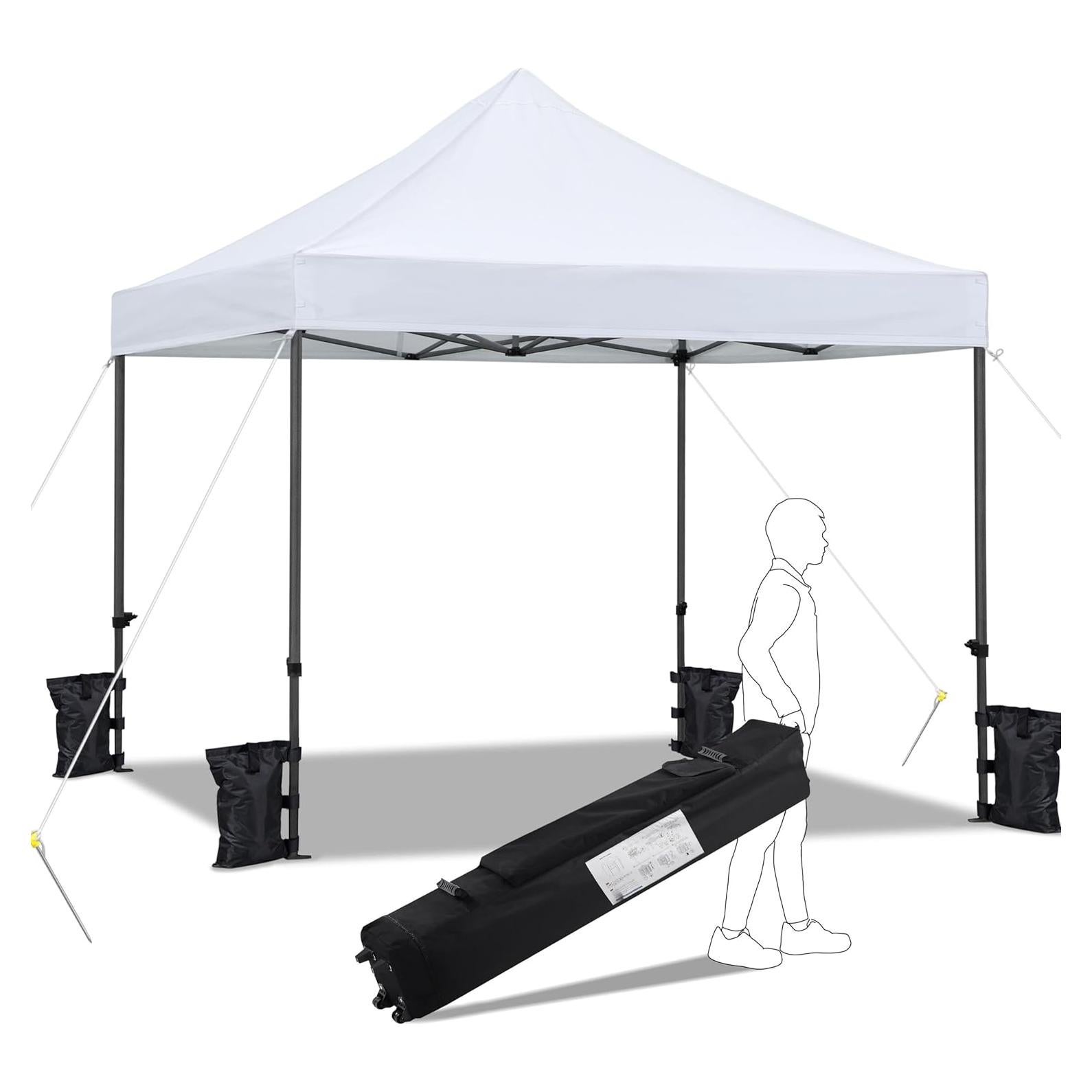 Topeakmart 10x10 Pop-up Canopy Tent, Event Tent Commercial Instant Canopy, Instant Metal Frame Gazebo Outdoor Tent Instant Shelter for Camping, Wedding, Picnic, Commercial uses - White