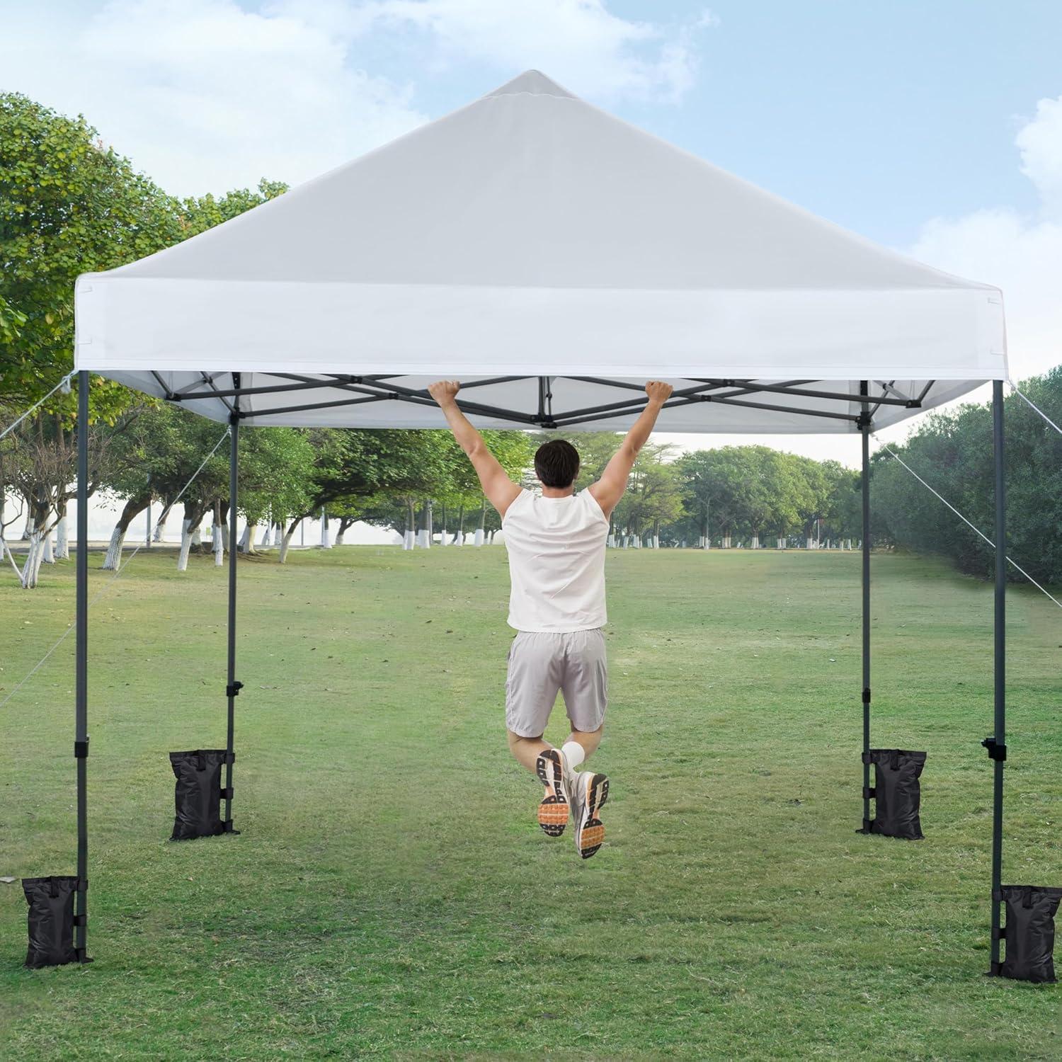 Topeakmart 10x10 Pop-up Canopy Tent, Event Tent Commercial Instant Canopy, Instant Metal Frame Gazebo Outdoor Tent Instant Shelter for Camping, Wedding, Picnic, Commercial uses - White