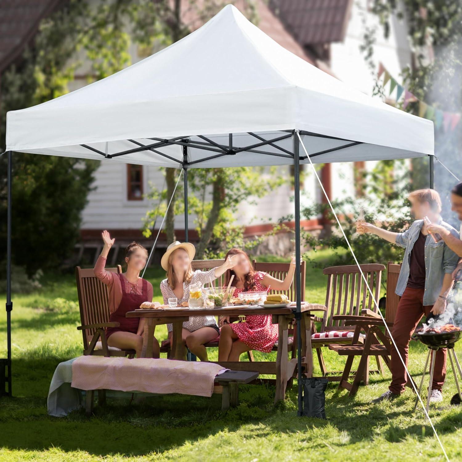 Topeakmart 10x10 Pop-up Canopy Tent, Event Tent Commercial Instant Canopy, Instant Metal Frame Gazebo Outdoor Tent Instant Shelter for Camping, Wedding, Picnic, Commercial uses - White