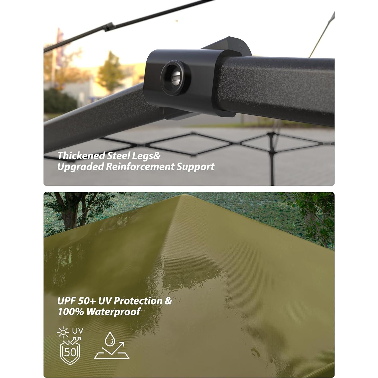 Carpa Plegable 3x3m HarmonyHealth Caqui con 3 Paredes Removibles