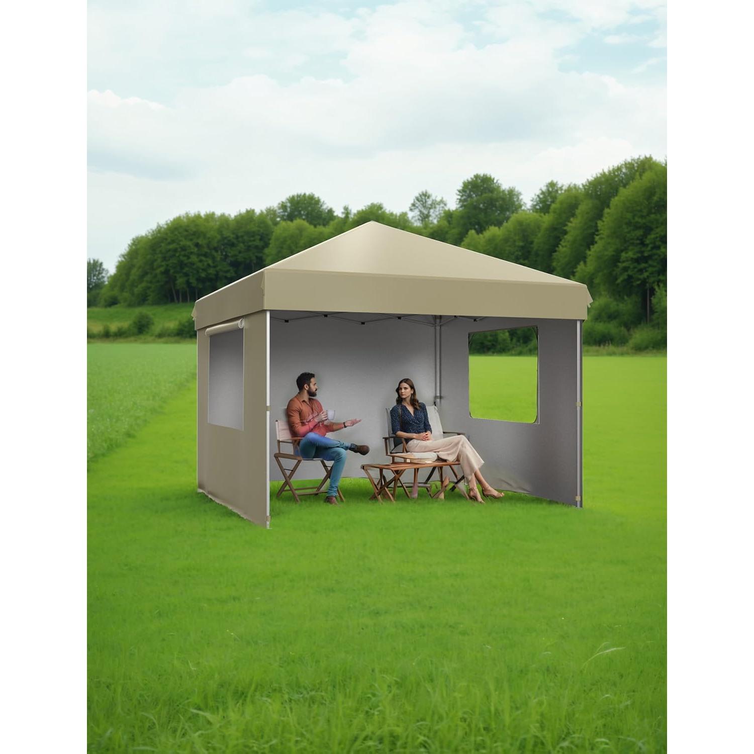 Carpa Plegable 3x3m HarmonyHealth Caqui con 3 Paredes Removibles