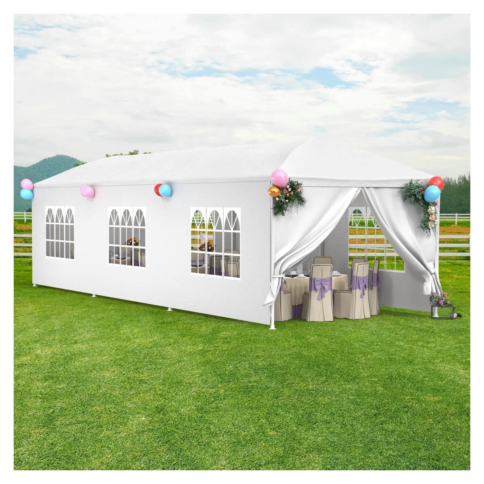 10x30 Gazebo Instant Portable Canopy Tent, Large Canopy Tent for Parties with 8 Sidewall 2 Zipper Door for Patio/Outdoor/Wedding Parties and Events