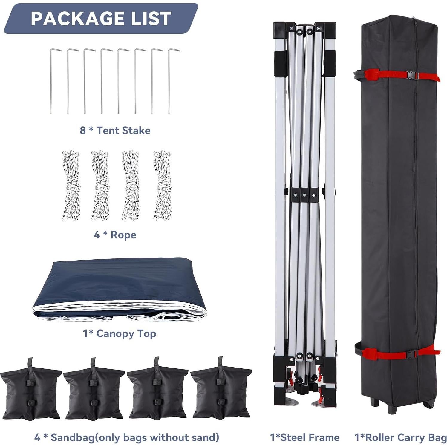 Carpa Plegable 3x3m GarveeLife con 1 Pared Lateral - Azul Marino