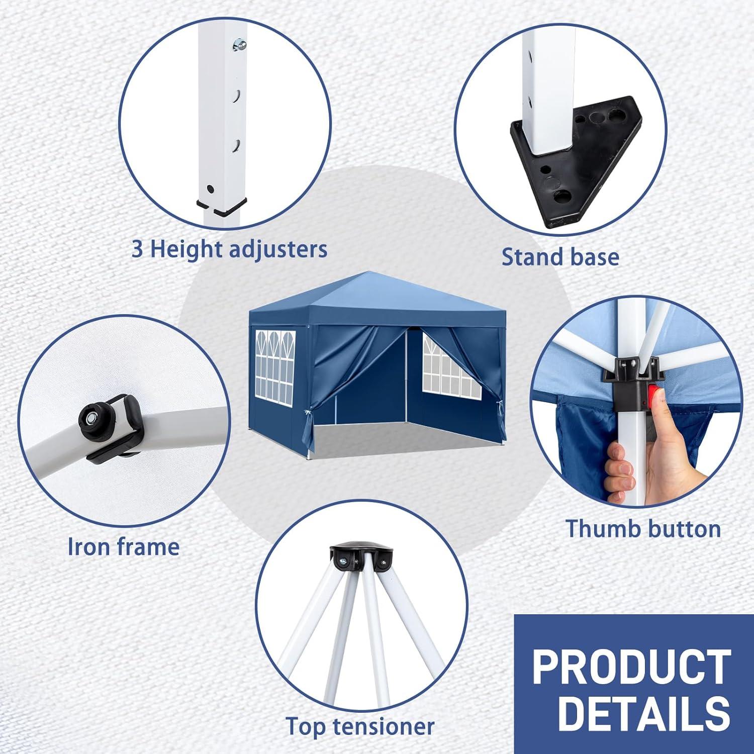 Carpa Camping Plegable Yotefe 3x3m Impermeable Azul