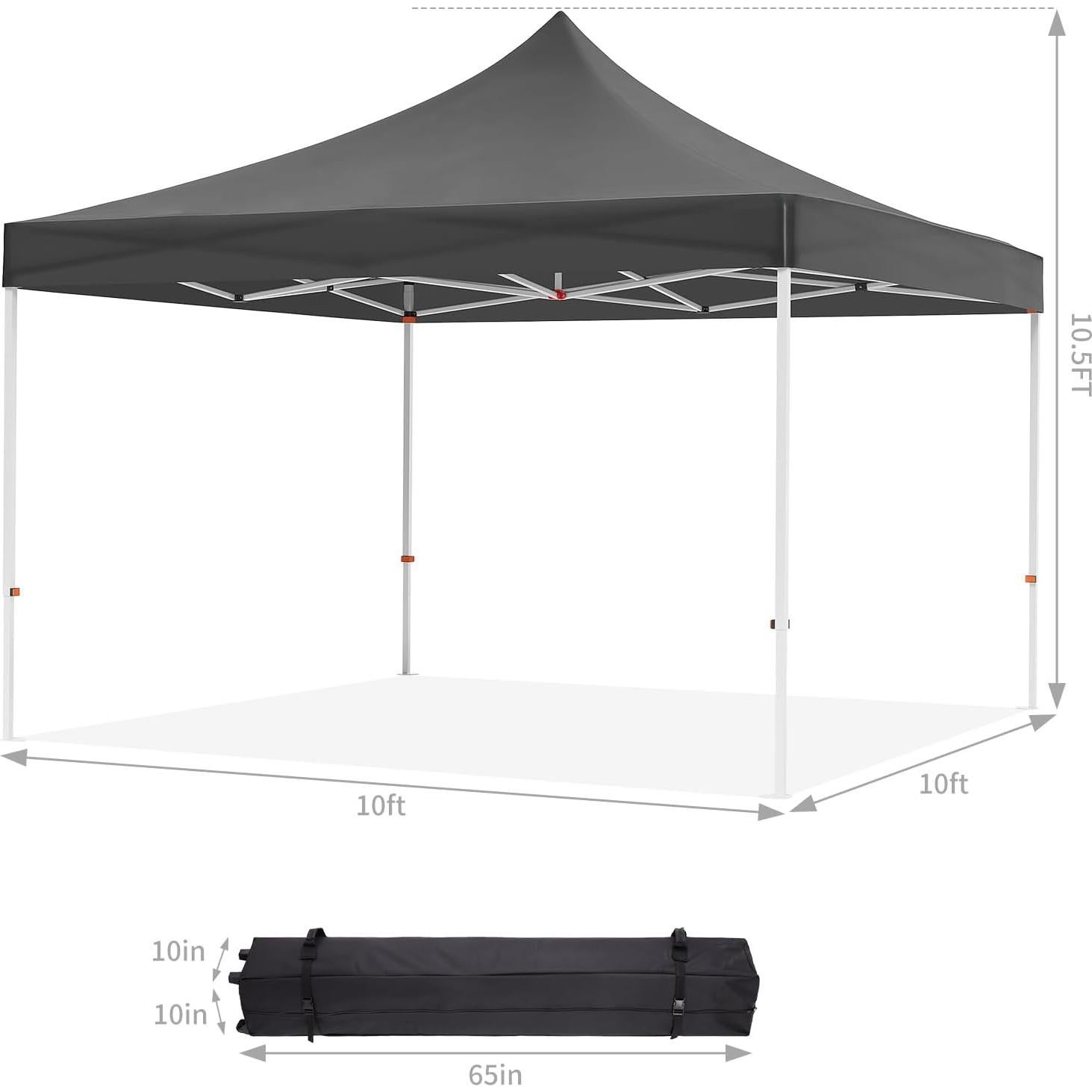GarveeLife 10 x 10 Pop Up Canopy Tent, Commercial Instant Shade Canopy with 3 Removable Sidewalls, Heavy Duty Outdoor Canopy with Wheeled Carry Bag, Stakes and Nails, Black