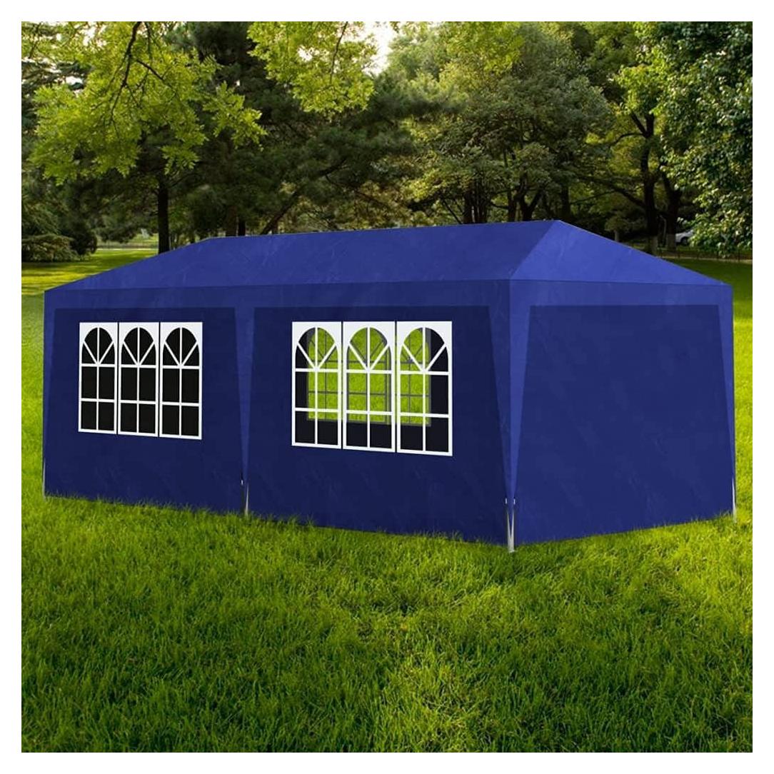 Party Tent 10'x20' Blue,10' x 20' HeavyDuty Party Tent with Sidewalls and Windows for Outdoor Events and Gatherings Outdoor Structures, Outdoor Canopies Gazebos