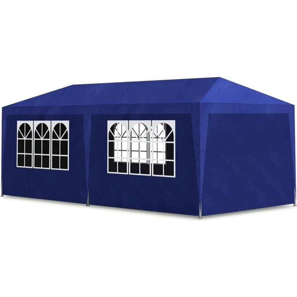 Party Tent 10'x20' Blue,10' x 20' HeavyDuty Party Tent with Sidewalls and Windows for Outdoor Events and Gatherings Outdoor Structures, Outdoor Canopies Gazebos