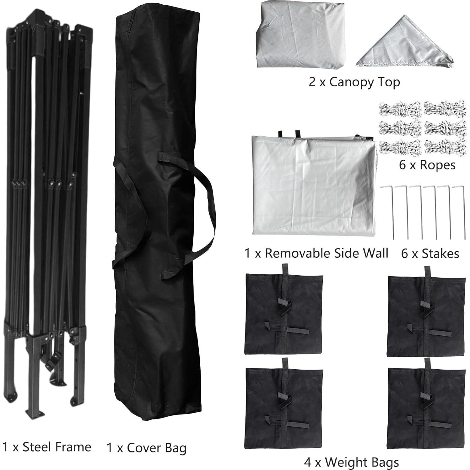 Carpa Plegable 10x10 Cyfie Impermeable con Pared Lateral