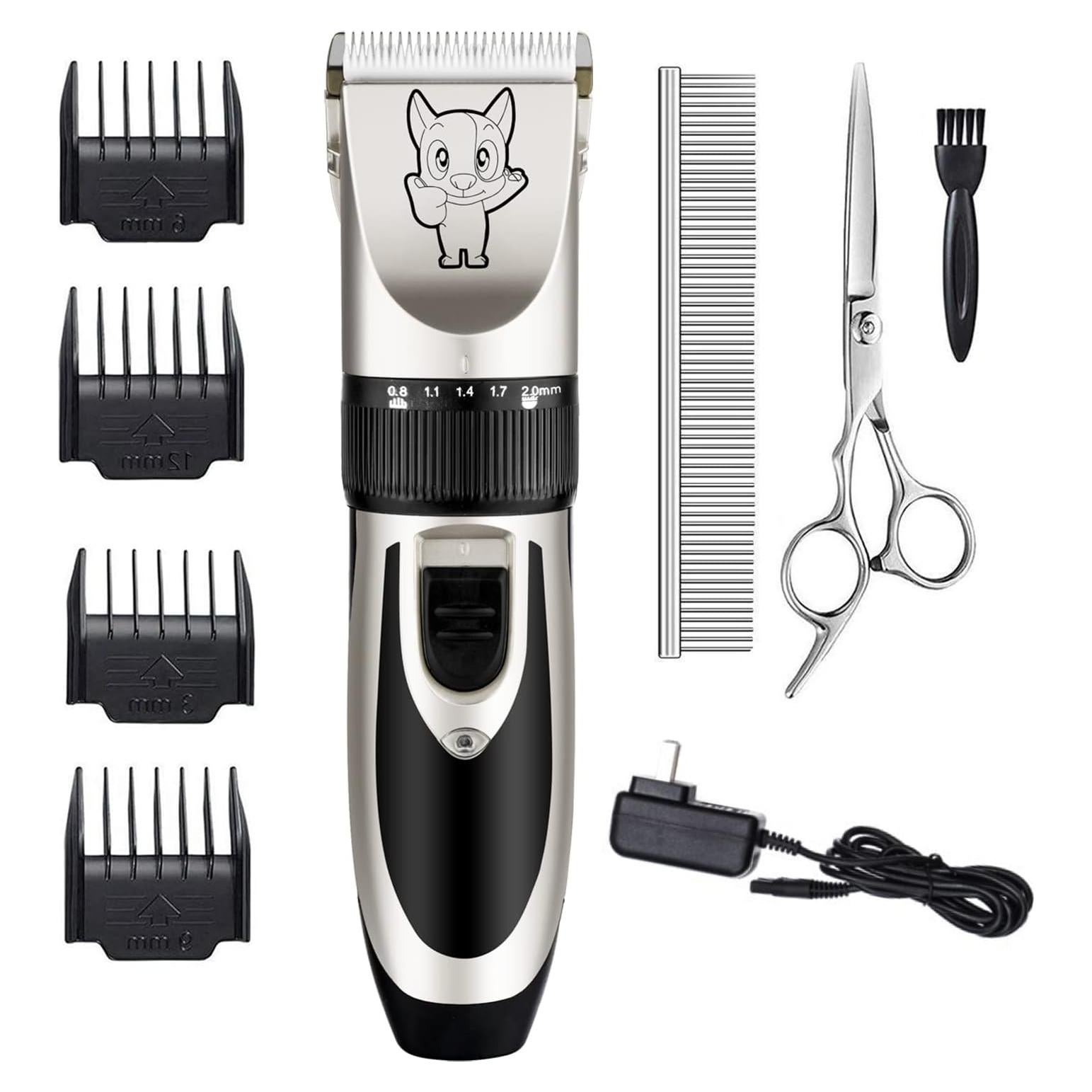 Cortapelos Eléctrico Silencioso para Mascotas Highdas Plata