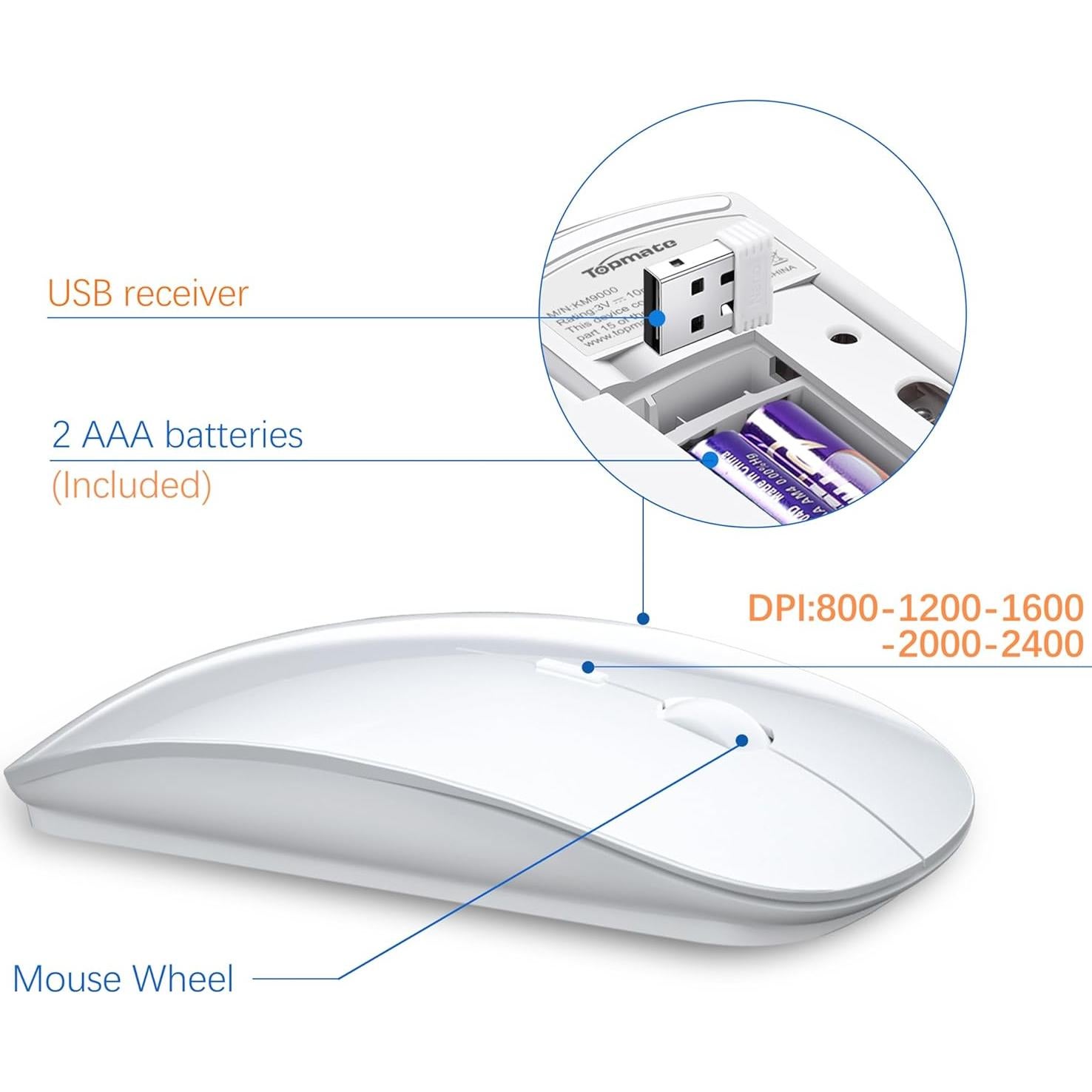 Combo Teclado y Ratón Inalámbrico TopMate KM9000 Blanco