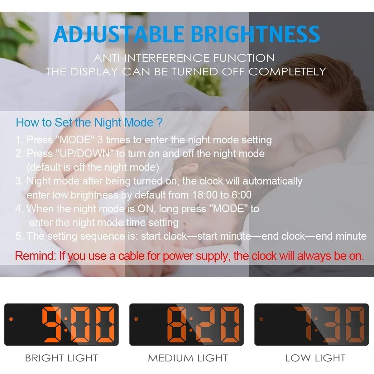 Reloj Despertador Digital AMIR con Pantalla LED 16 cm