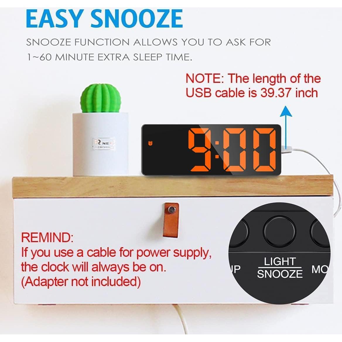 Reloj Despertador Digital AMIR con Pantalla LED 16 cm