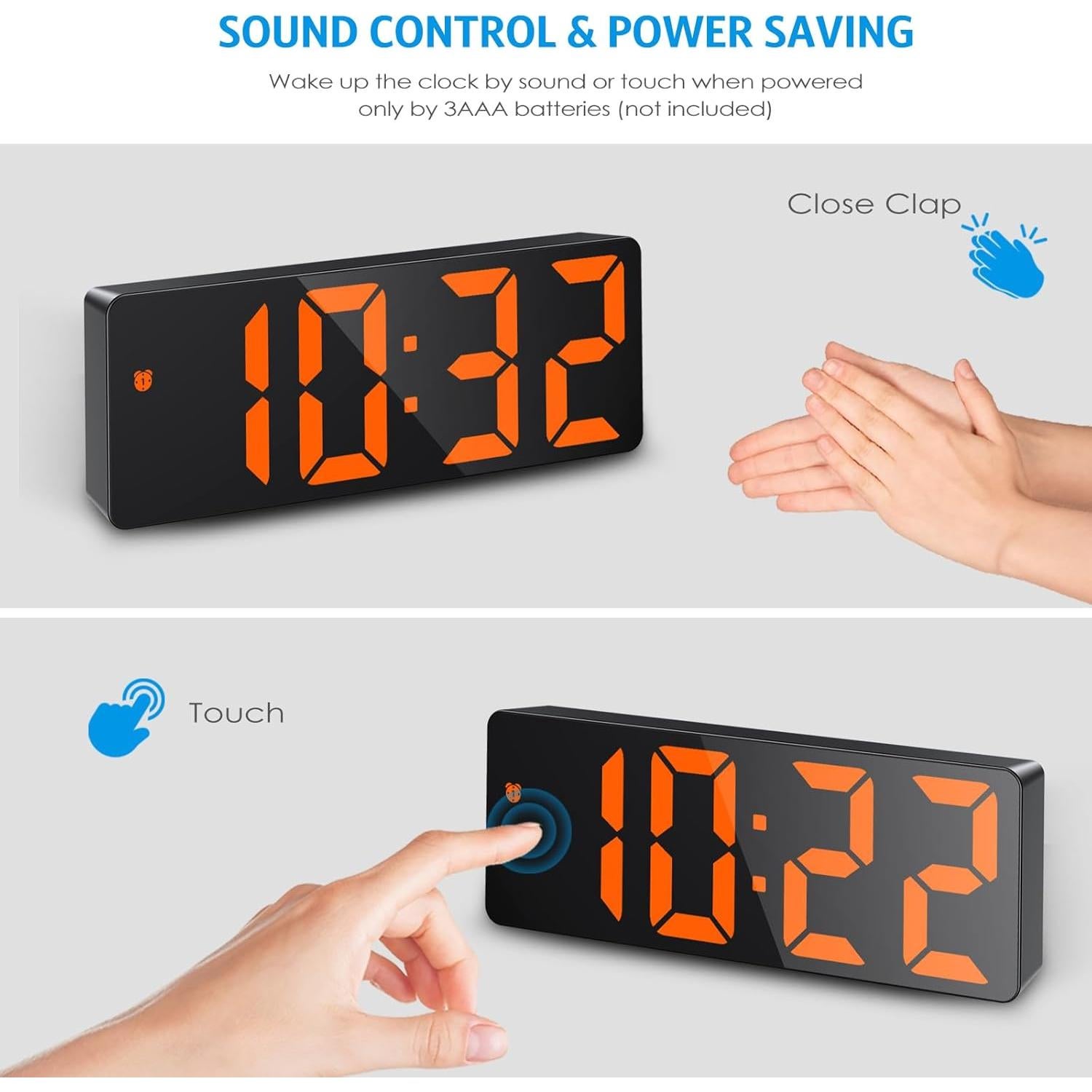 Reloj Despertador Digital AMIR con Pantalla LED 16 cm